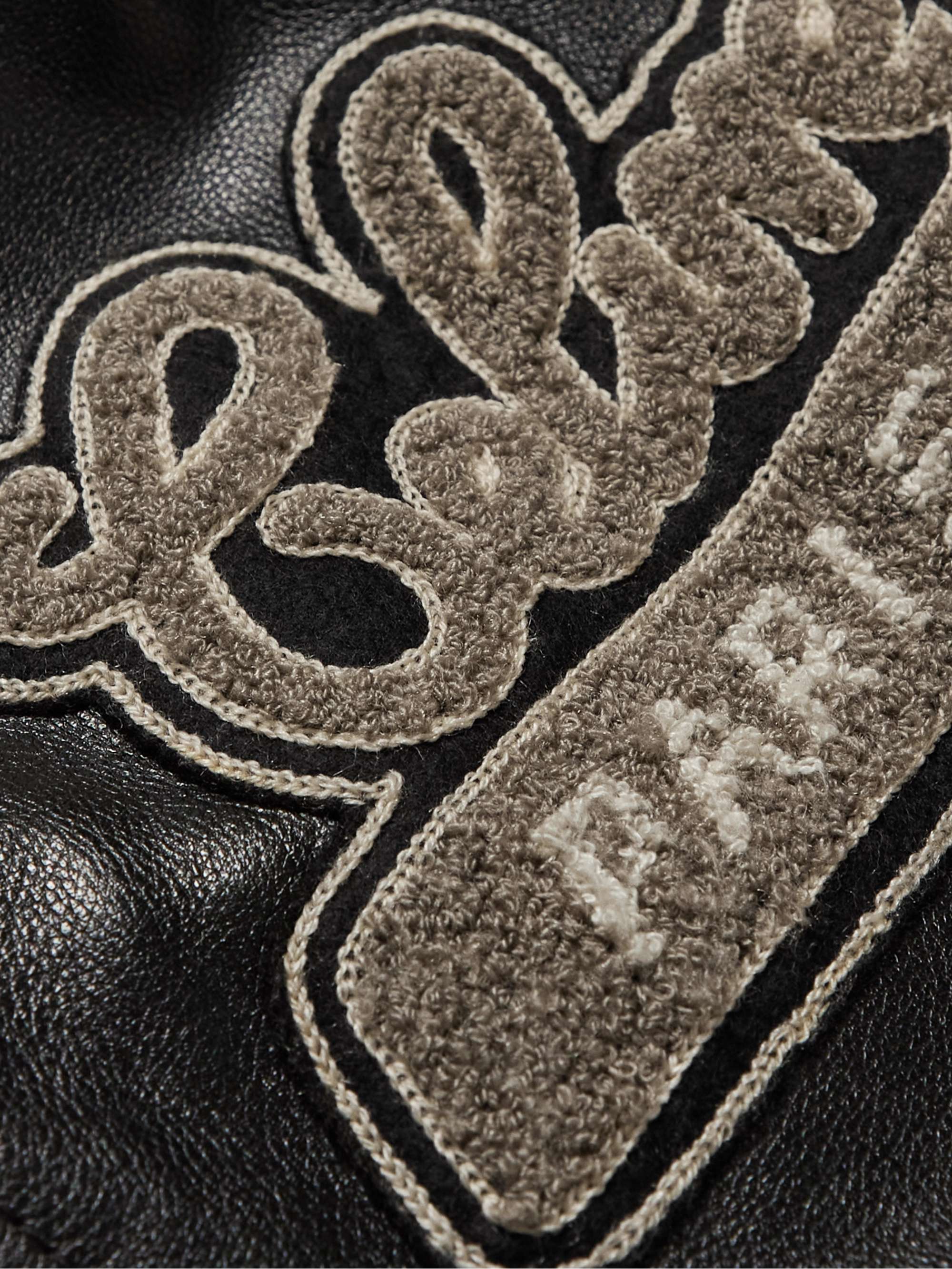 Teddy Oversized Logo-Appliquéd Leather Bomber Jacket view