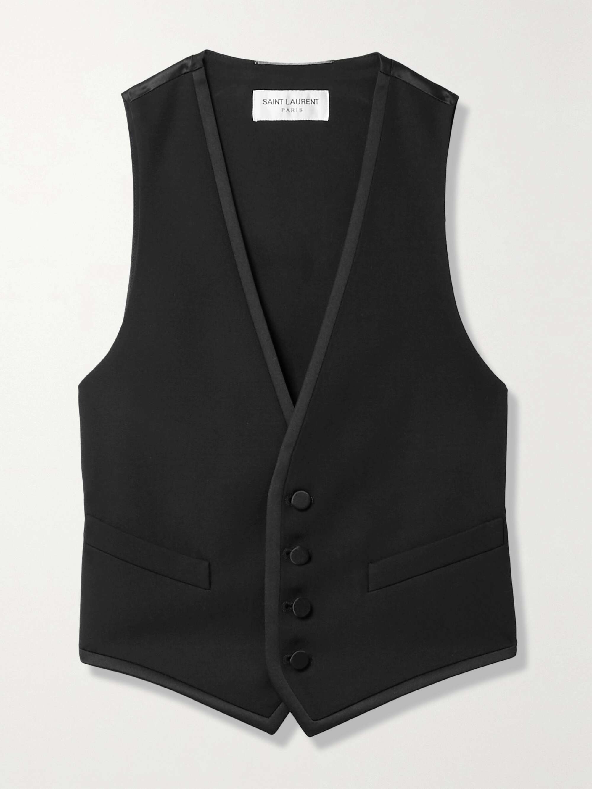 Cropped grain de poudre wool and silk-satin vest hero visual