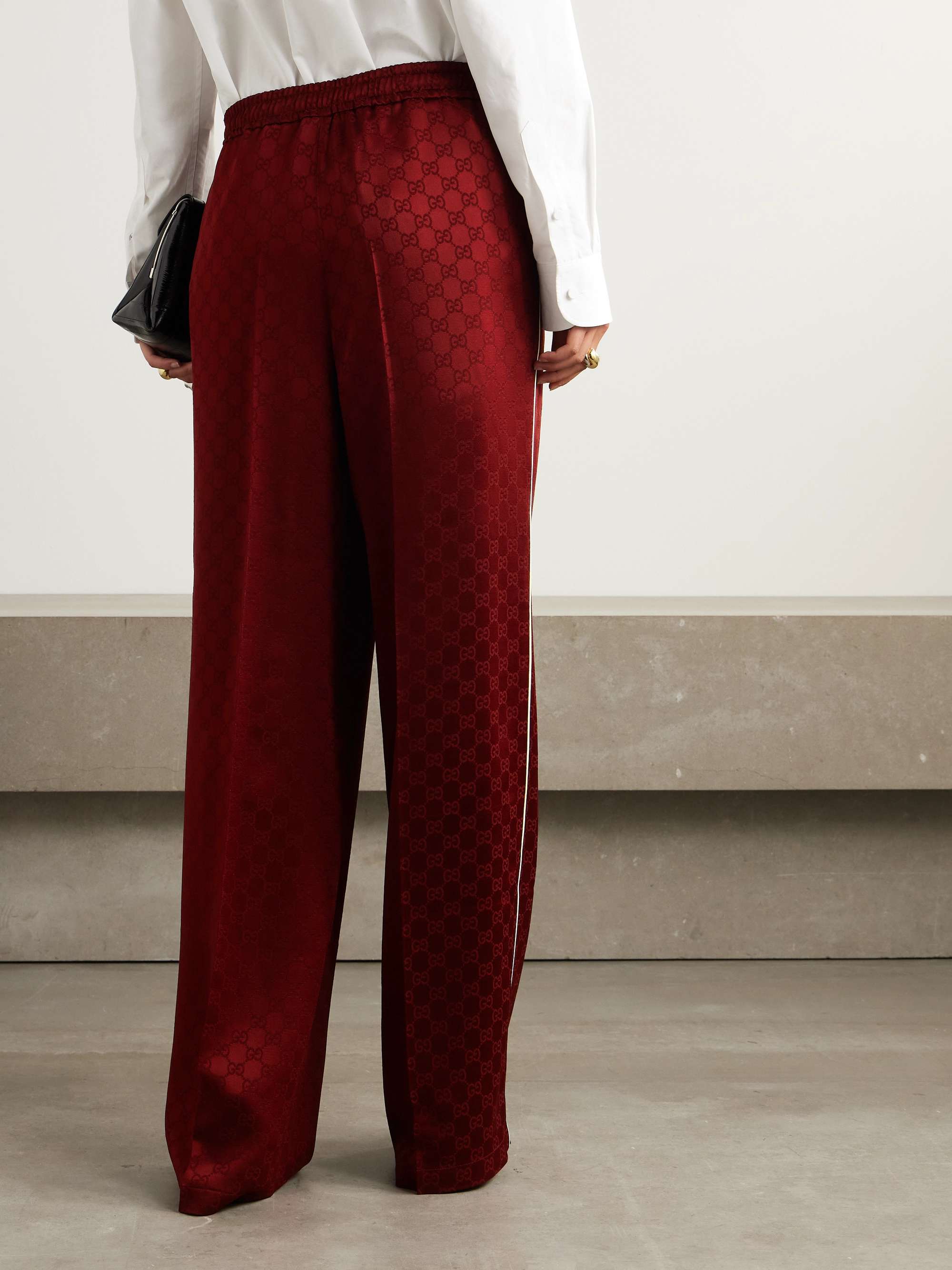Satin-jacquard straight-leg pants view