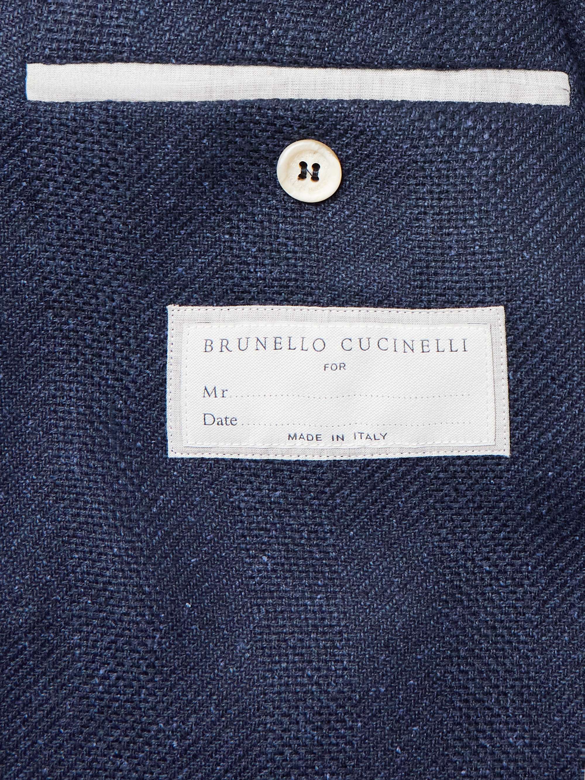 Slim-Fit Double-Breasted Linen, Silk, Wool and Cotton-Blend Suit Jacket view
