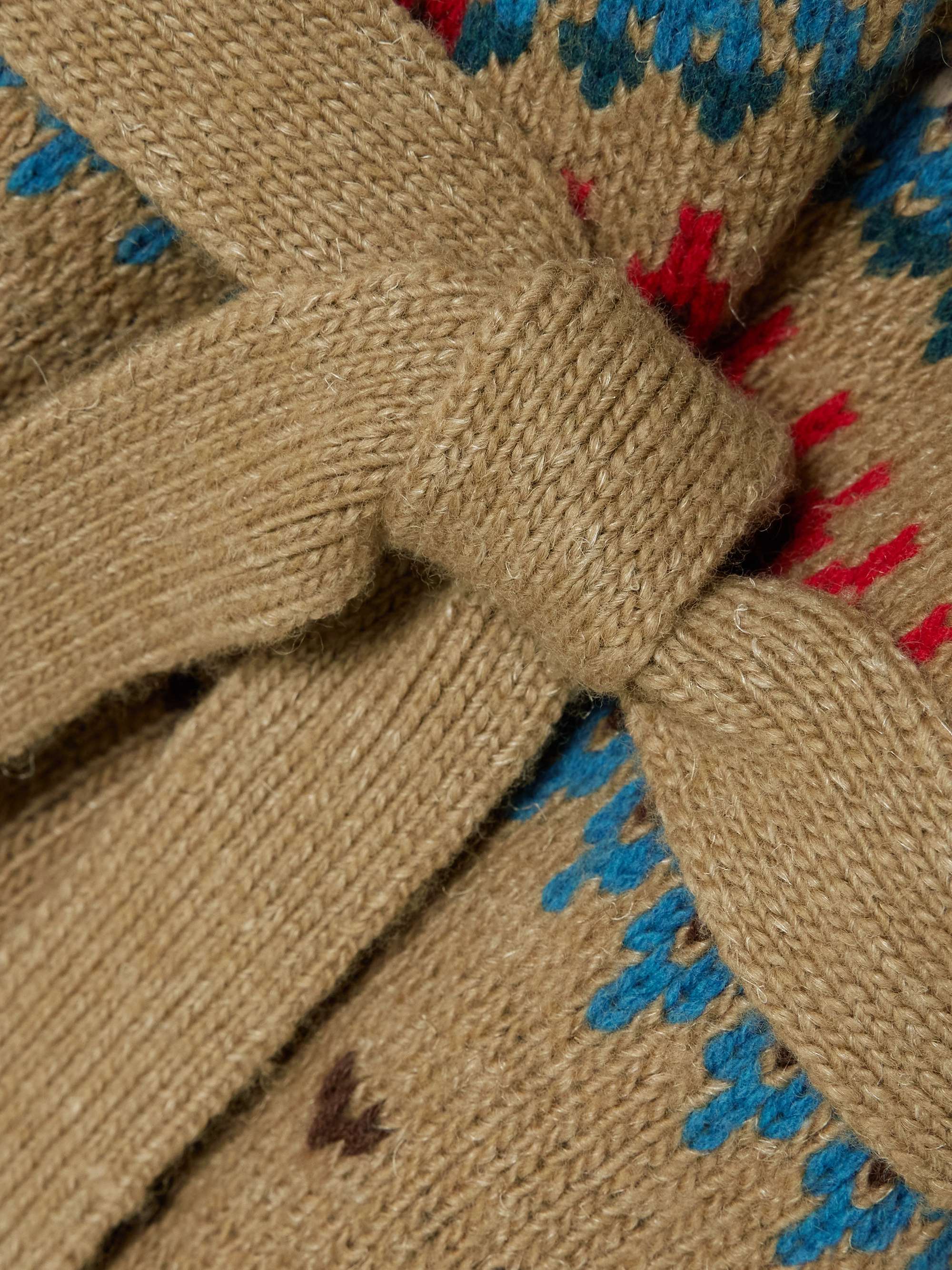 Belted intarsia wool, alpaca and linen-blend cardigan view