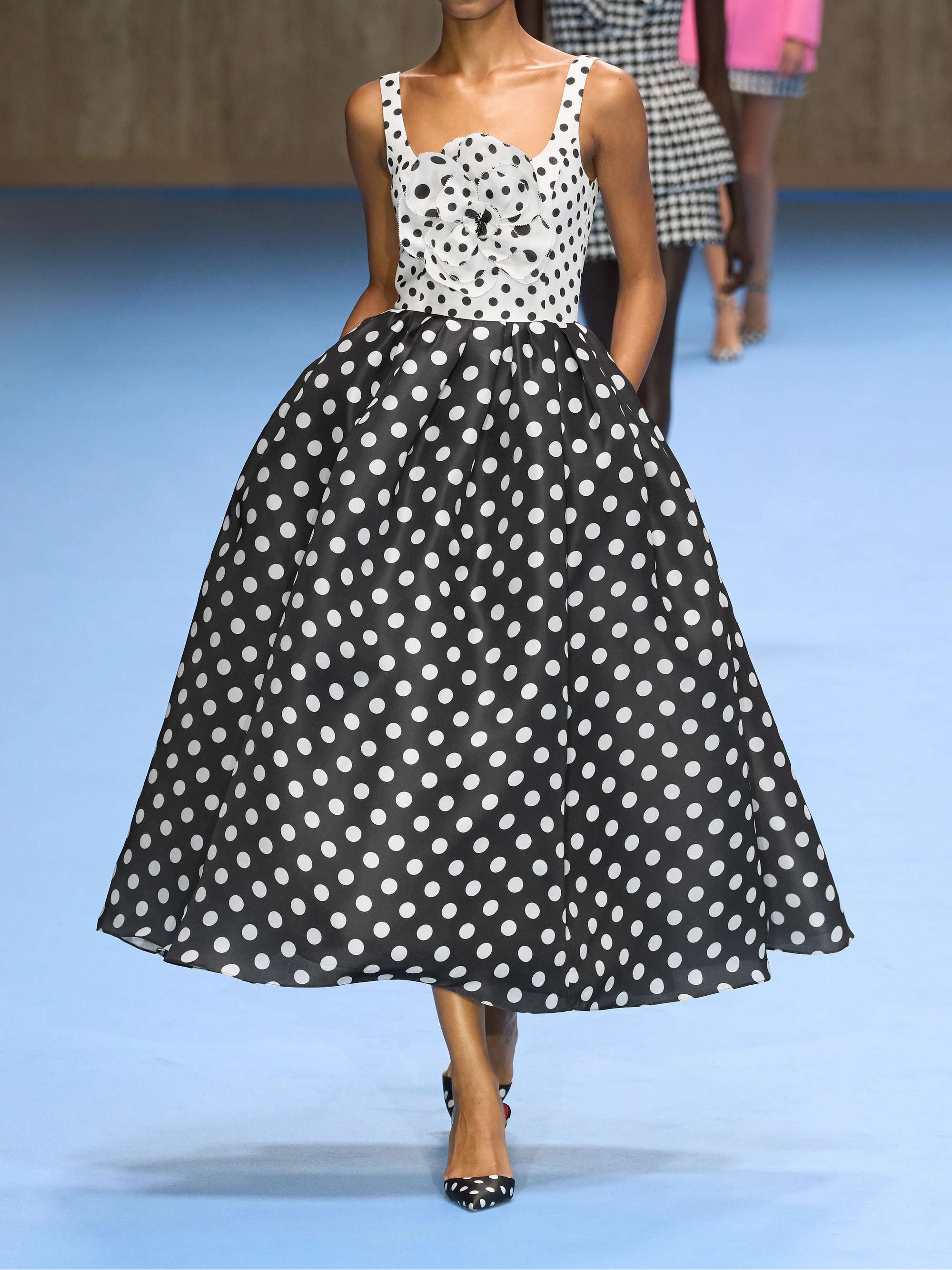 Pleated appliquéd polka-dot silk-gazar gown view