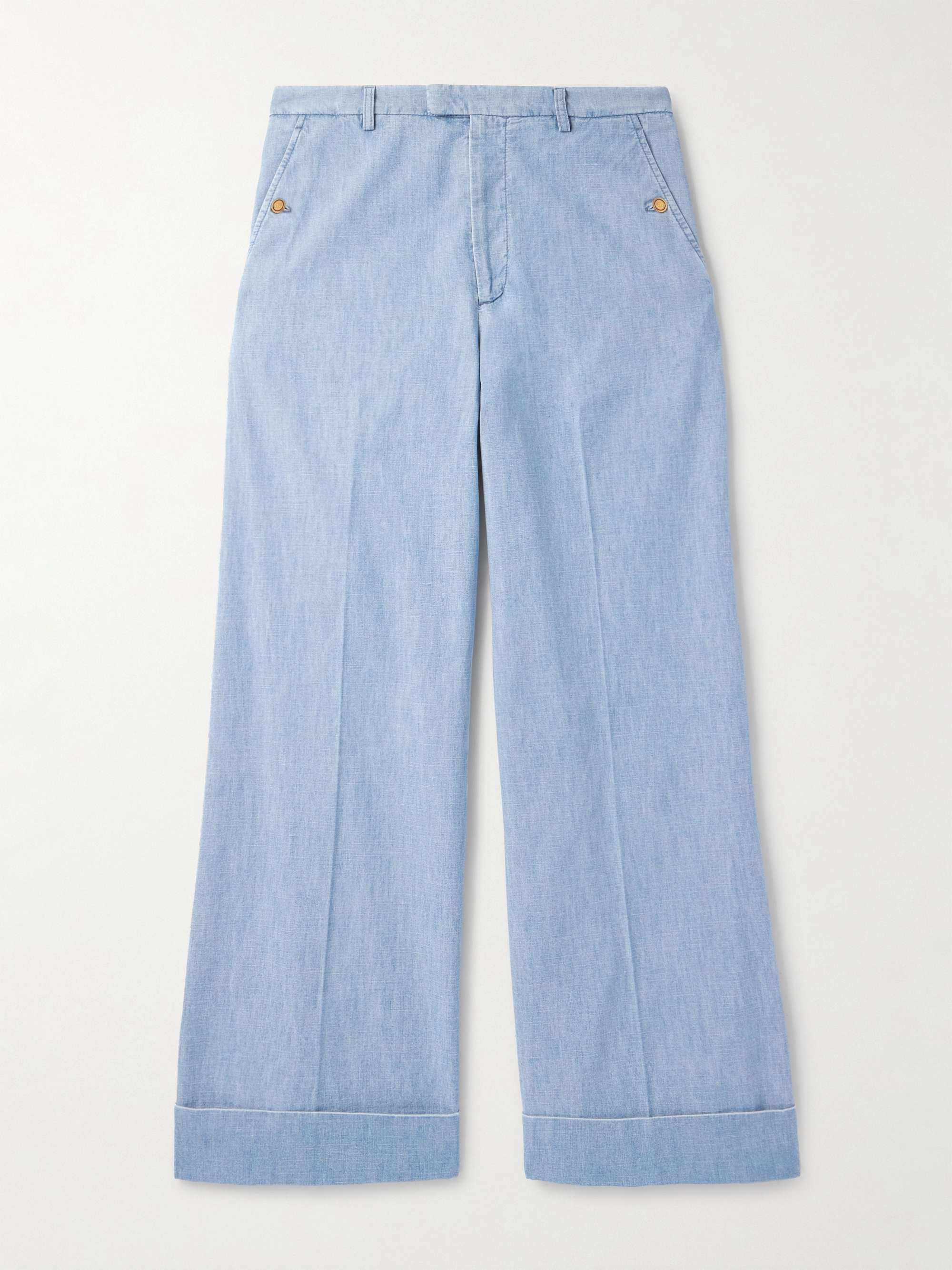 Wide-Leg Cotton-Chambray Trousers hero visual