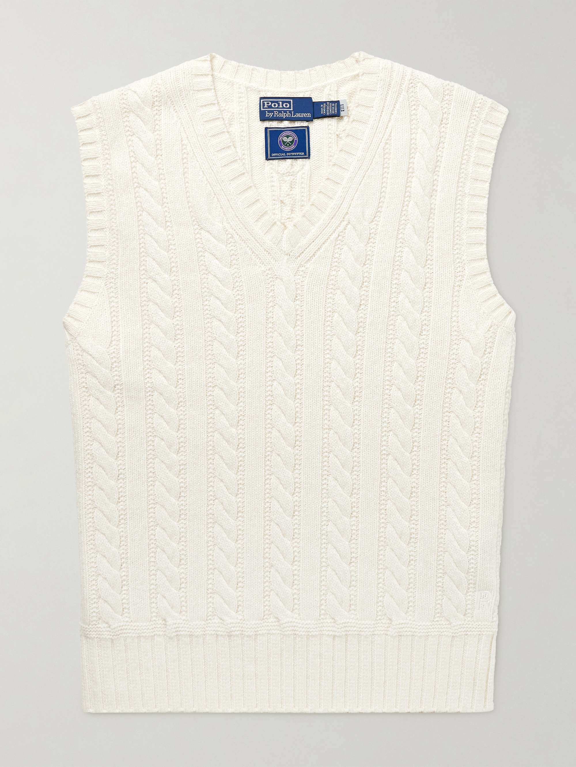 + Wimbledon Cable-Knit Cashmere, Cotton and Linen-Blend Sweater Vest hero visual