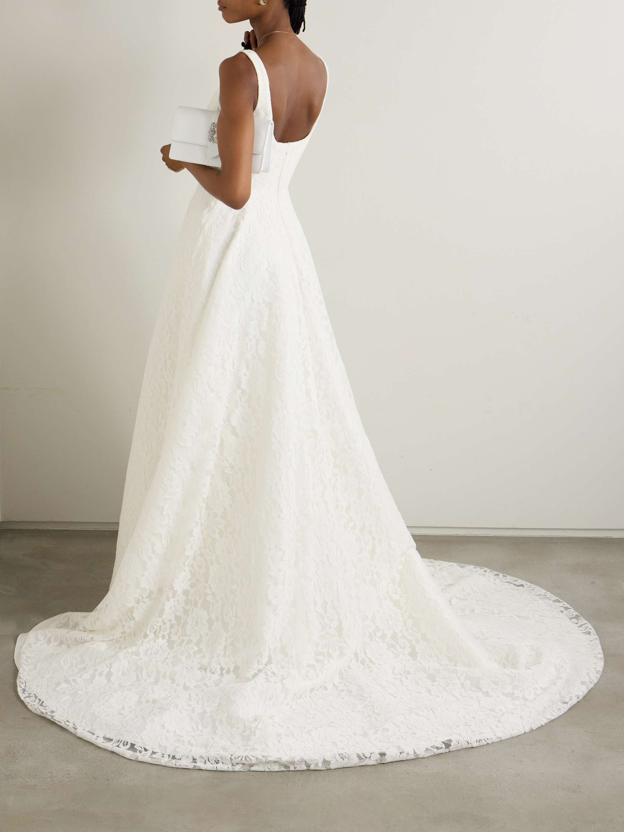 Dominique lace and crepe gown view