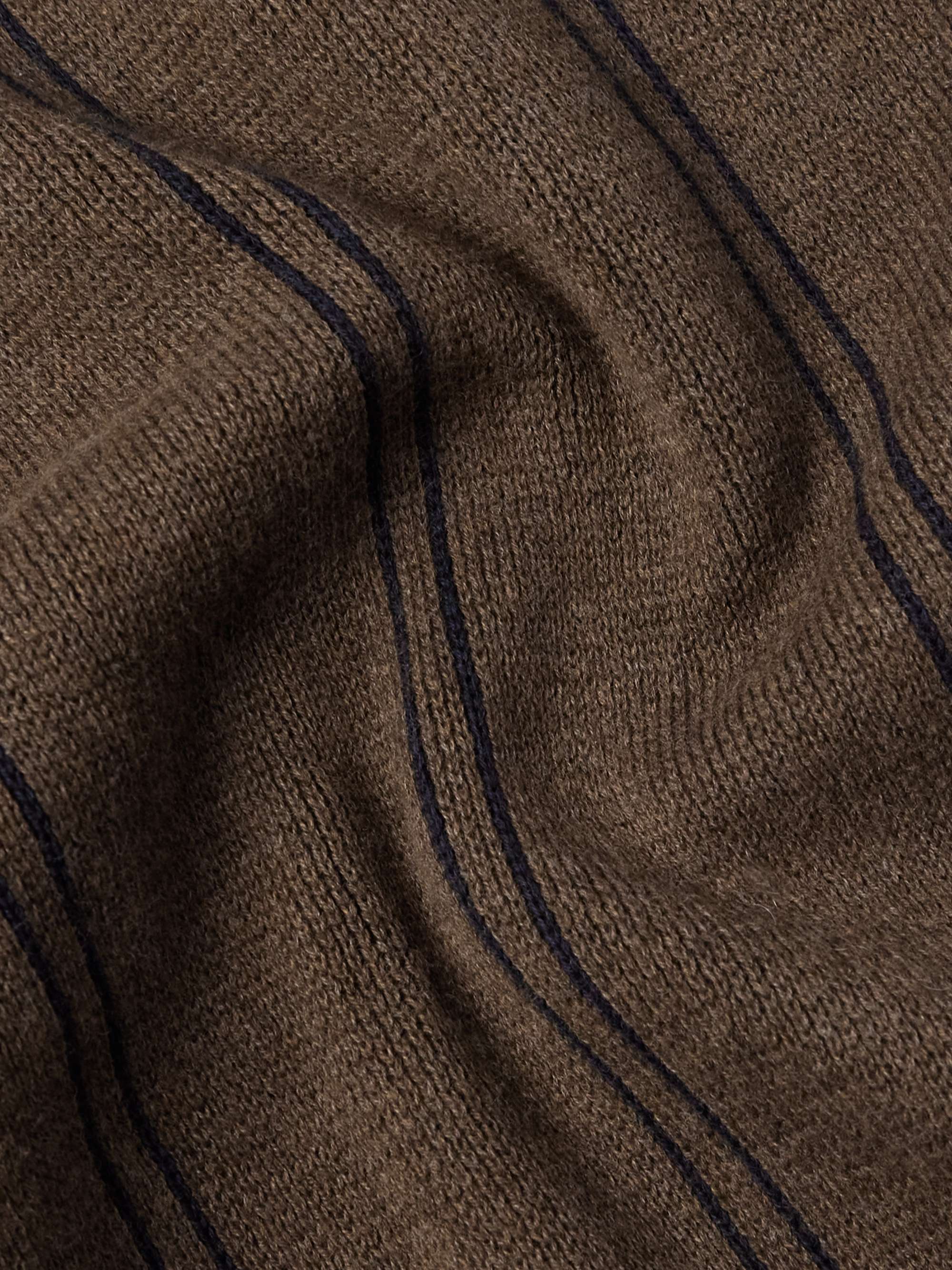 Striped Jacquard-Knit Cotton Cardigan view