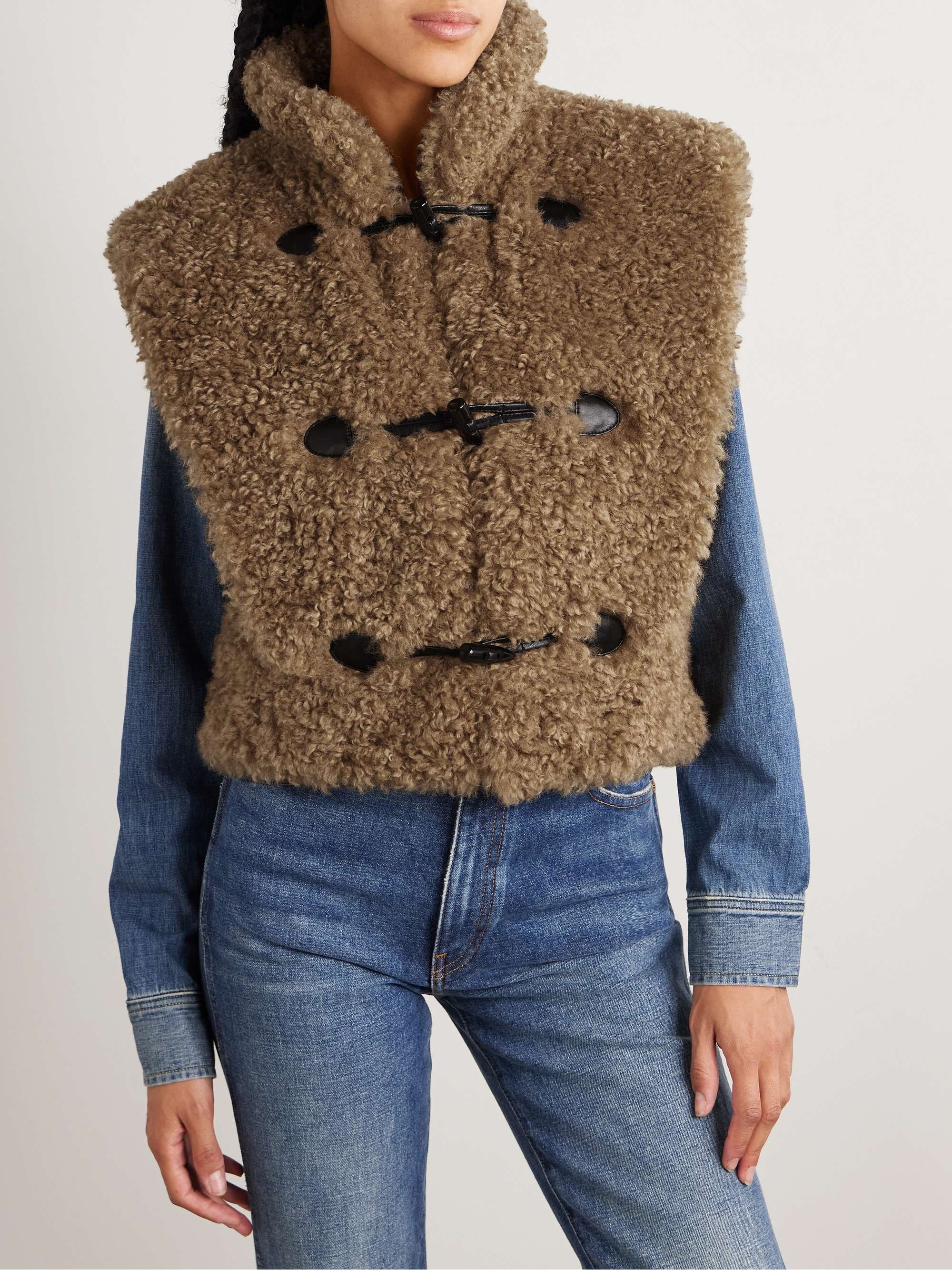 Alisa cropped faux shearling vest view