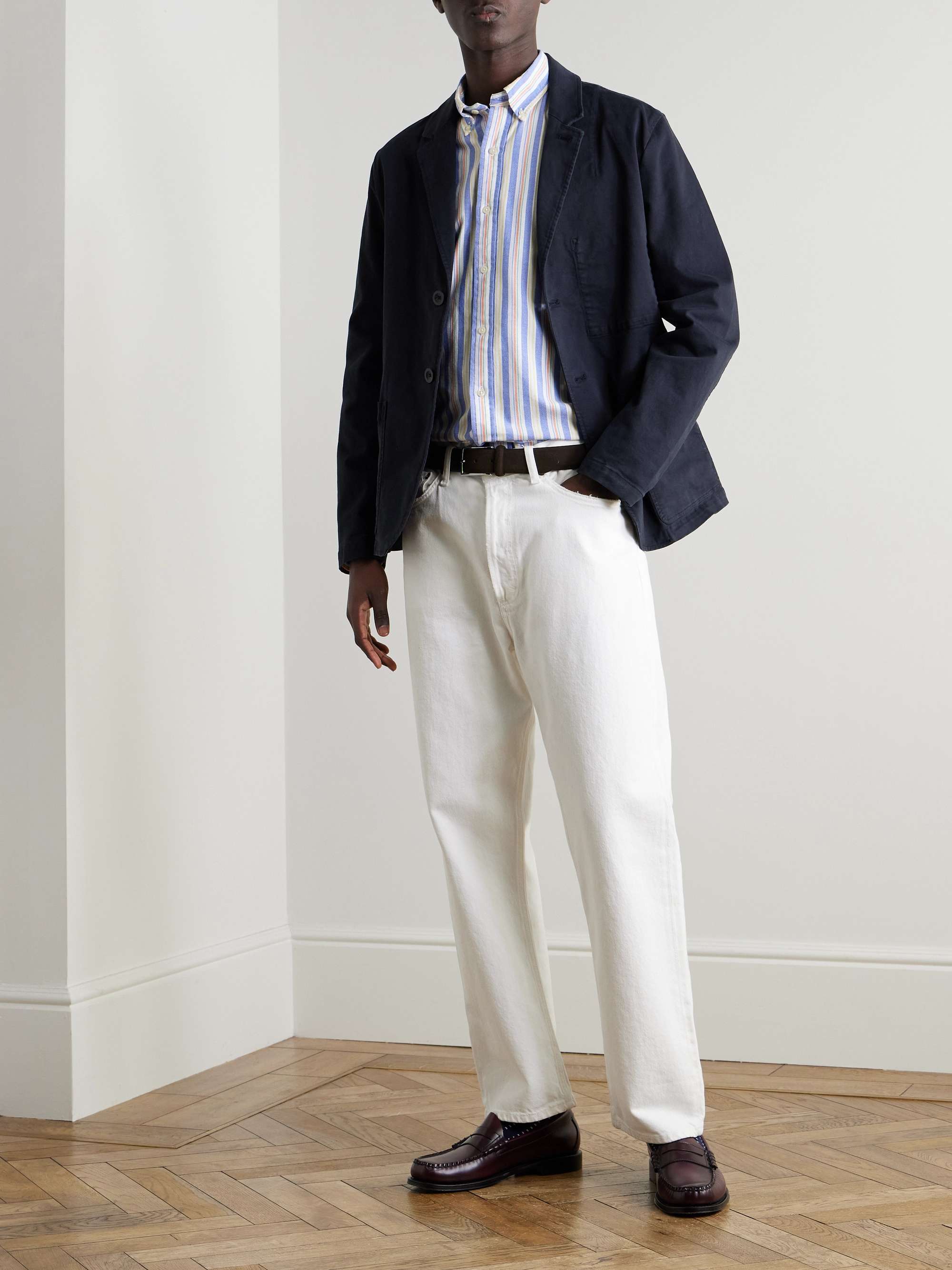 Button-Down Collar Striped Cotton Oxford Shirt view