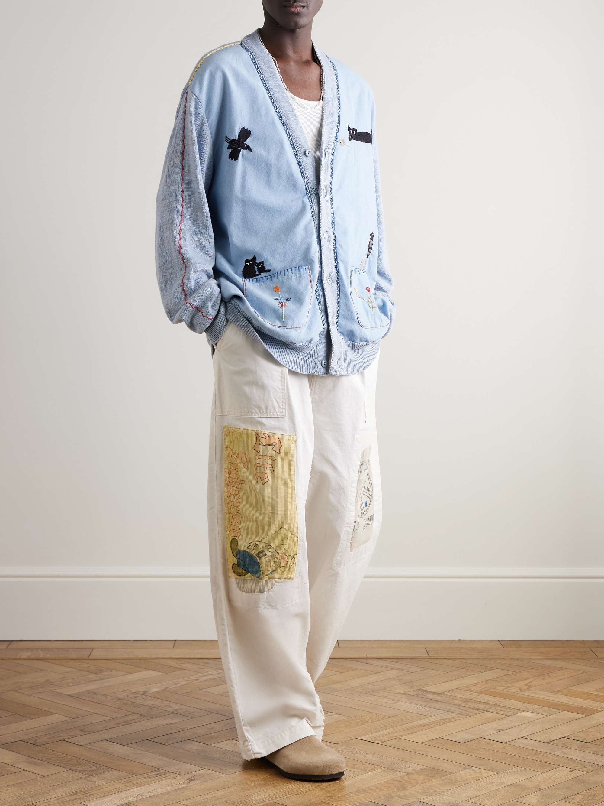 Fatigue Wide-Leg Patchwork Cotton-Twill Trousers view