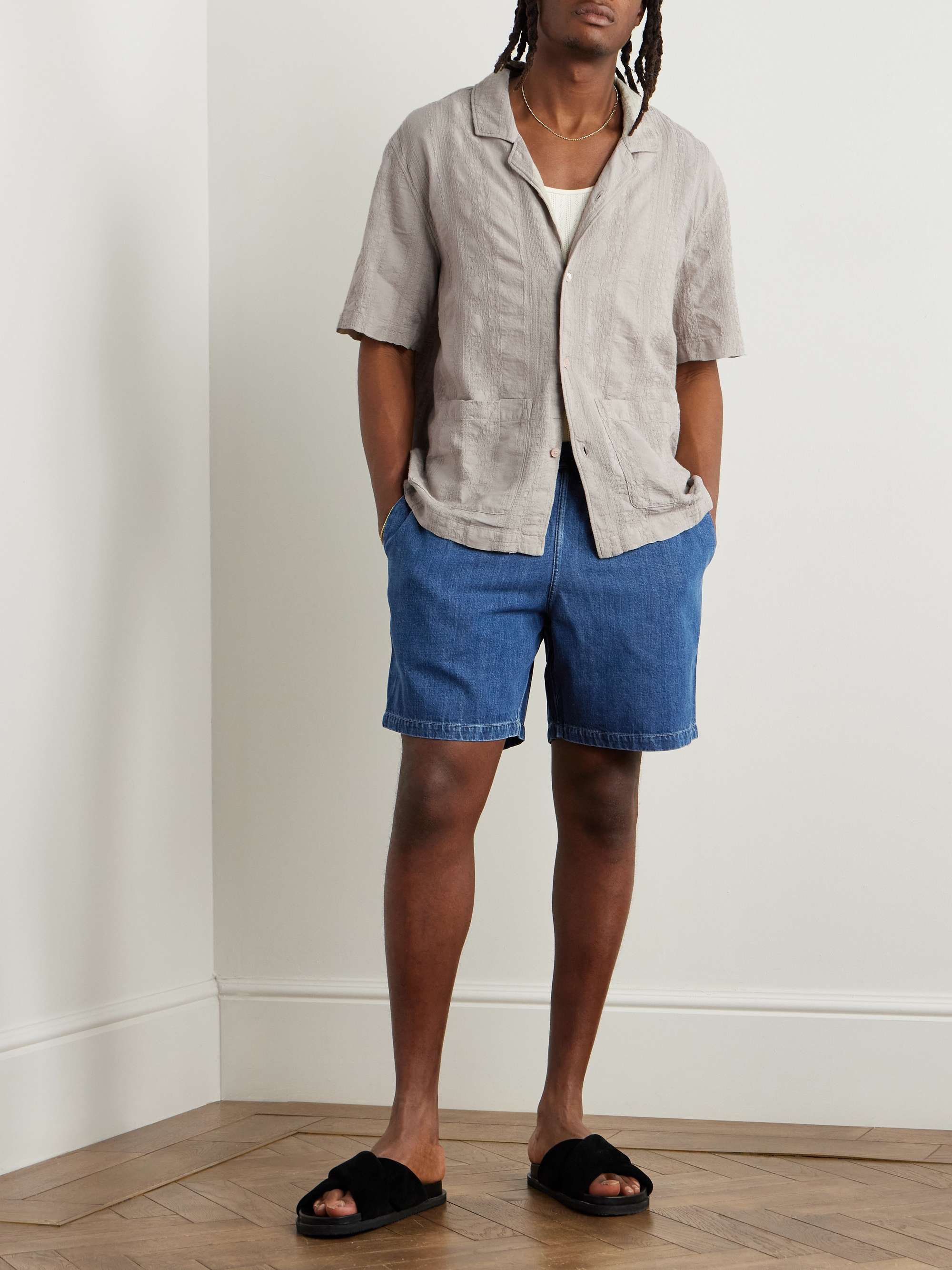 Volta Straight-Leg Denim Drawstring Shorts view