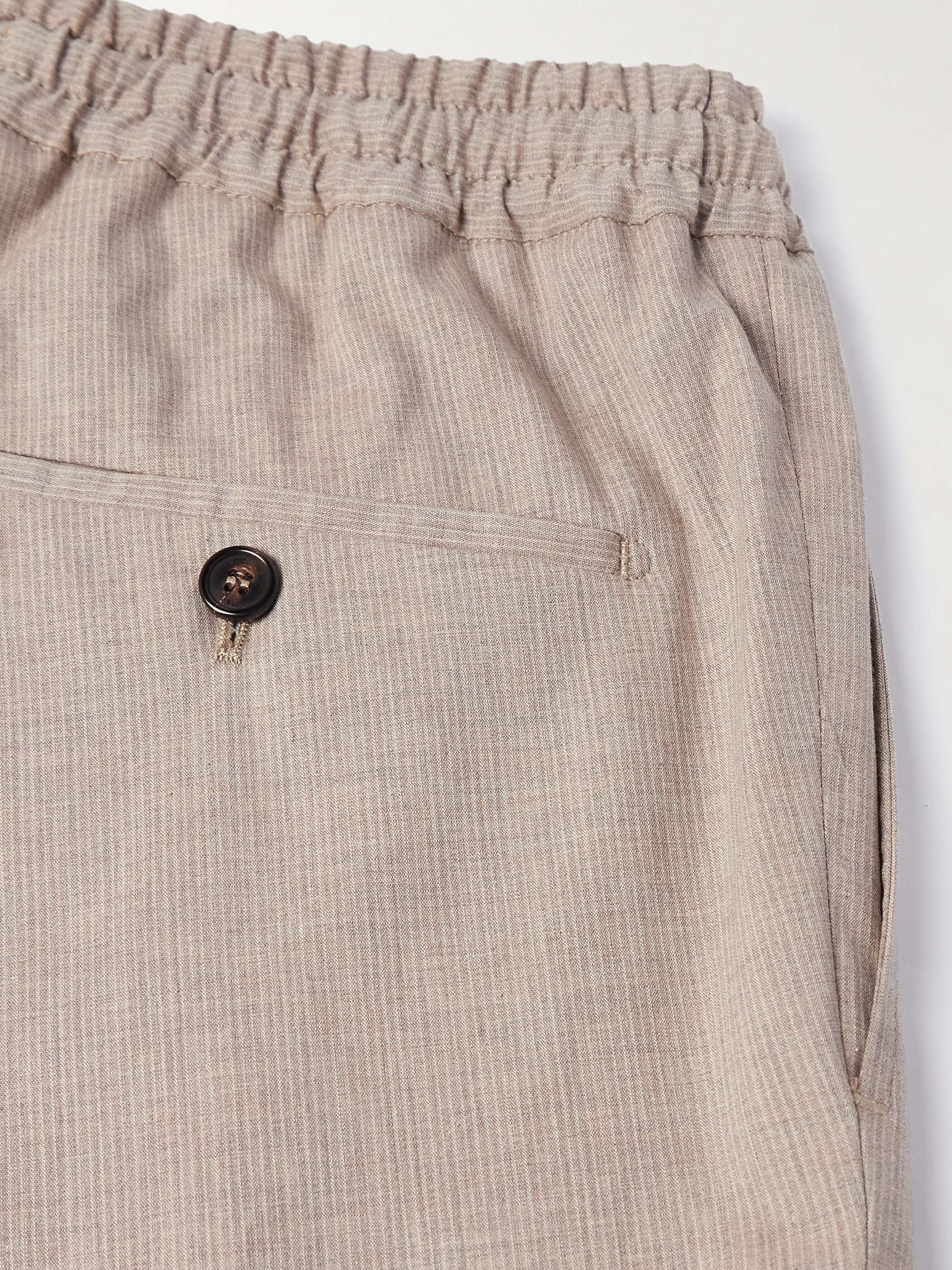 Venezia 1951 Slim-Fit Tapered Pleated Striped Cotton-Blend Trousers view