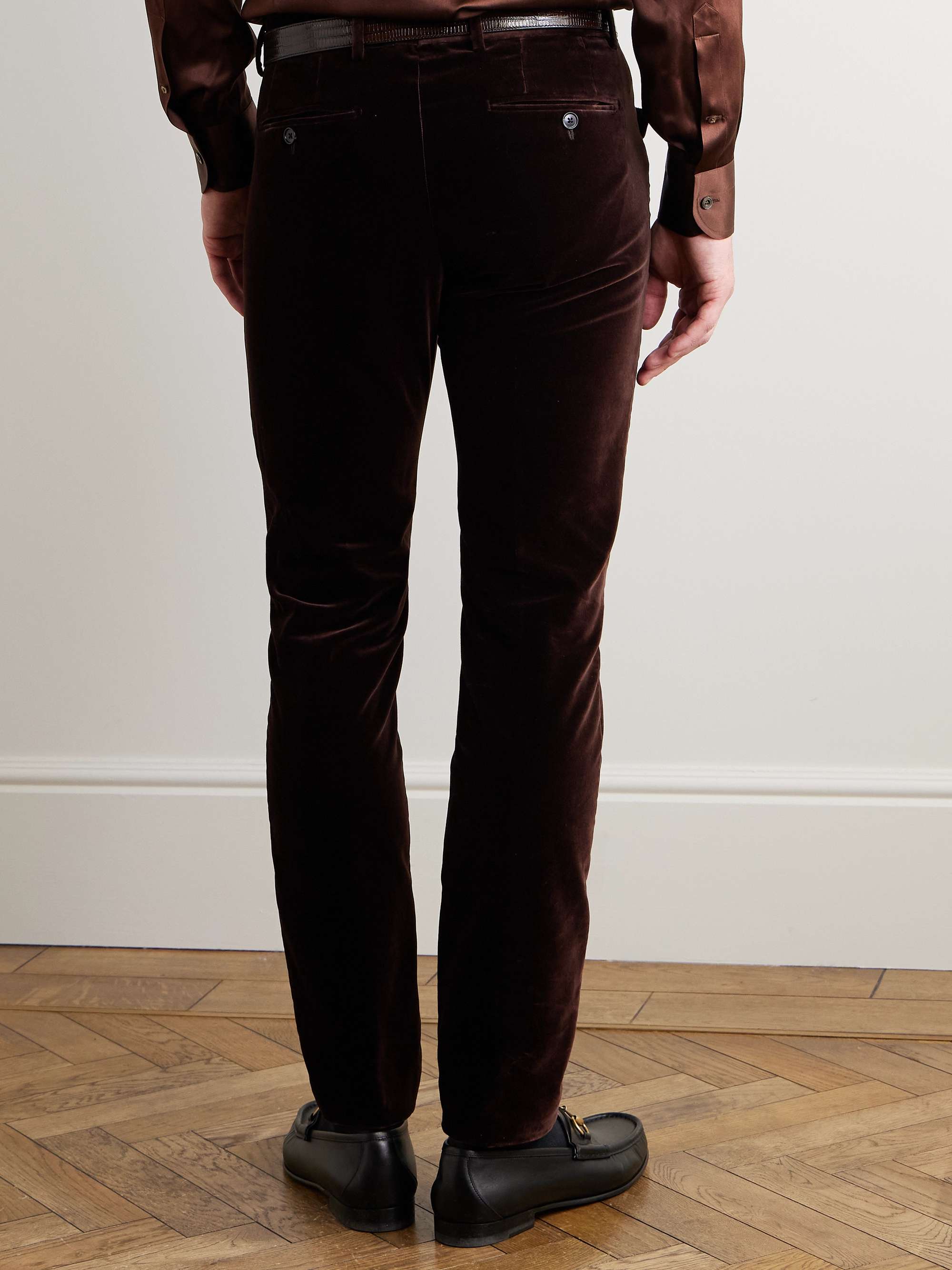 Dyllan Straight-Leg Cotton-Velvet Suit Trousers view
