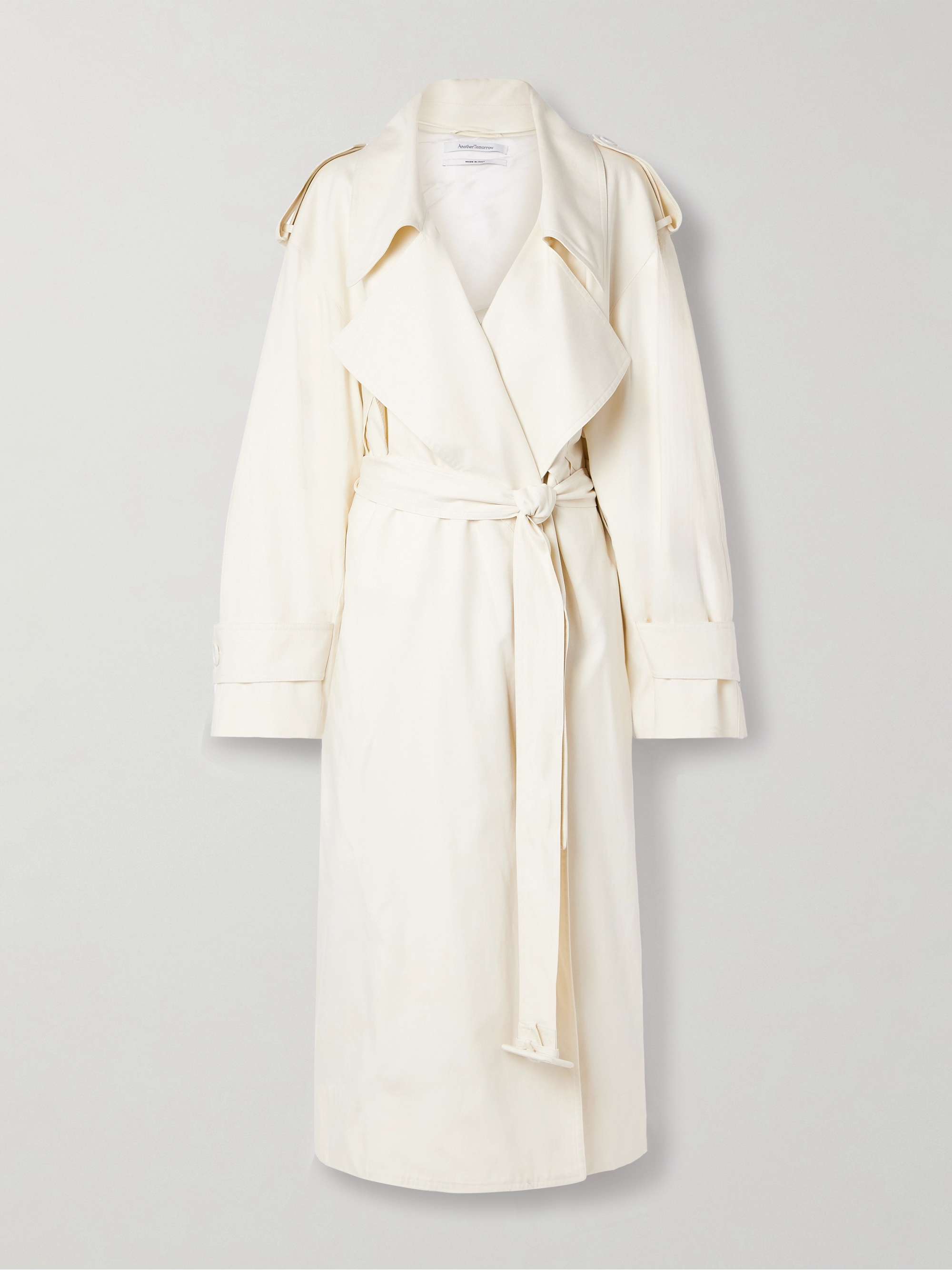 Oversized belted Lyocell and organic cotton-blend trench coat hero visual