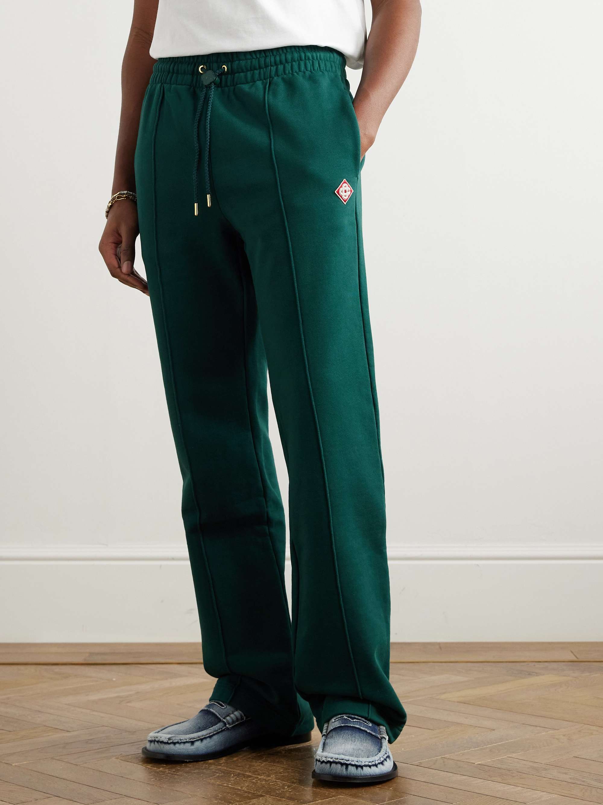 Straight-Leg Logo-Appliquéd Organic Cotton-Jersey Sweatpants view