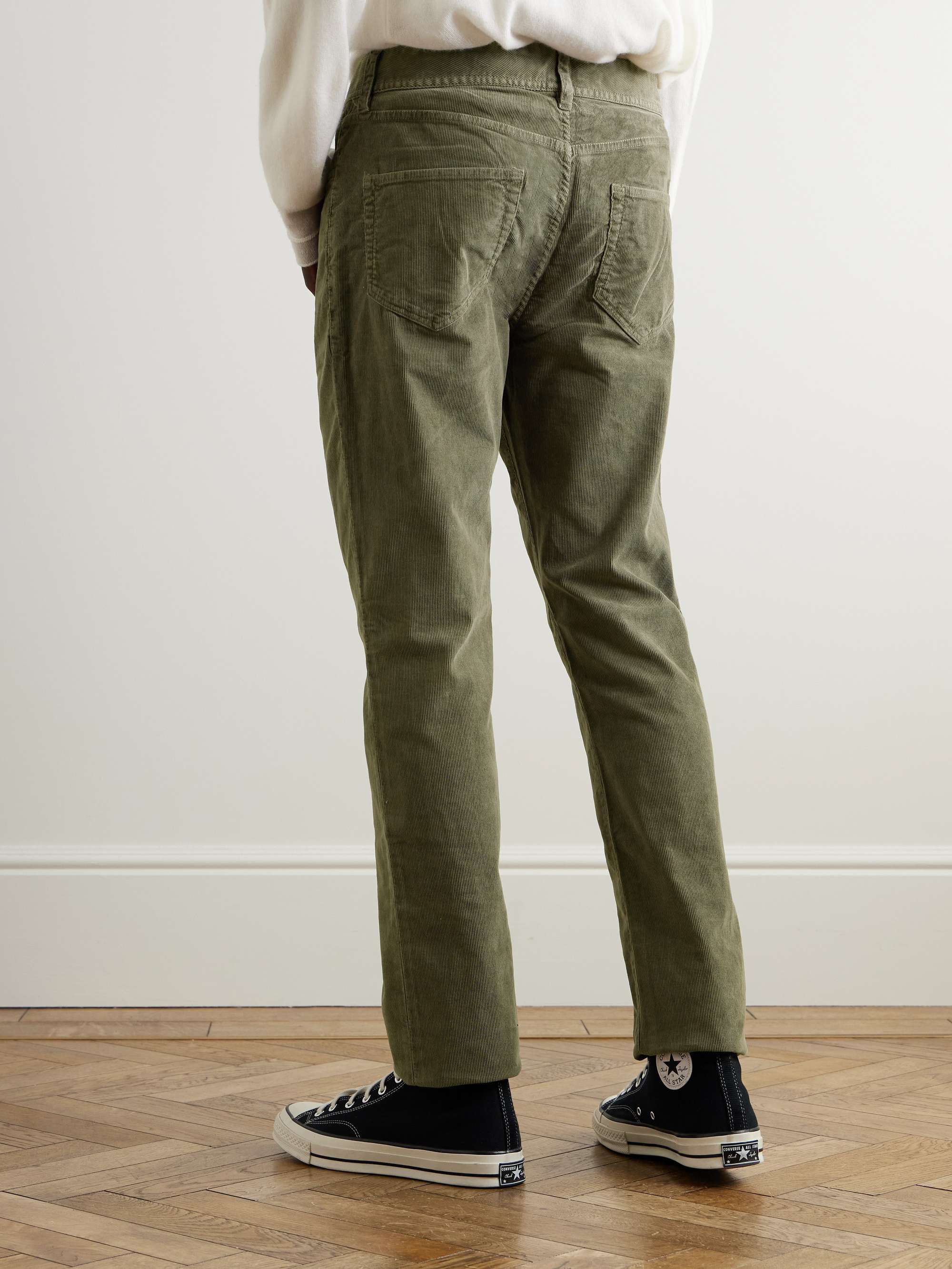 Slim-Fit Straight-Leg Cotton-Blend Corduroy Trousers view