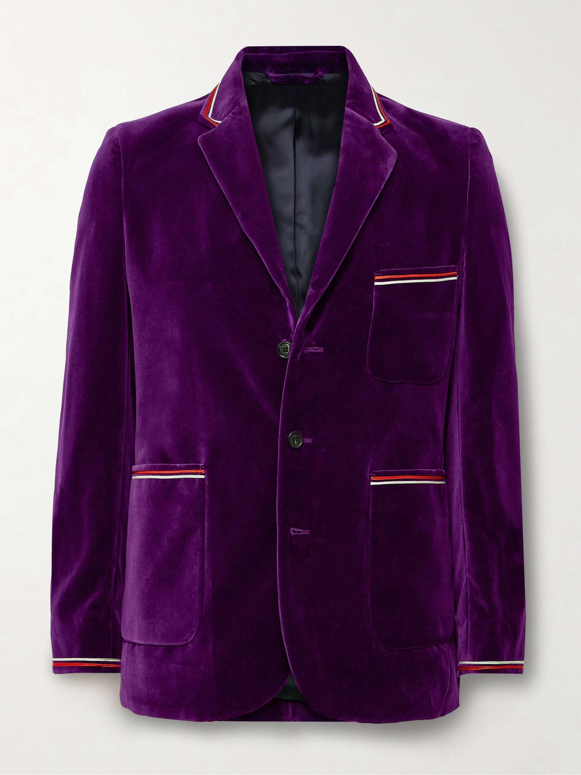 Showcase Soutache-Trimmed Cotton-Velvet Suit Jacket hero visual