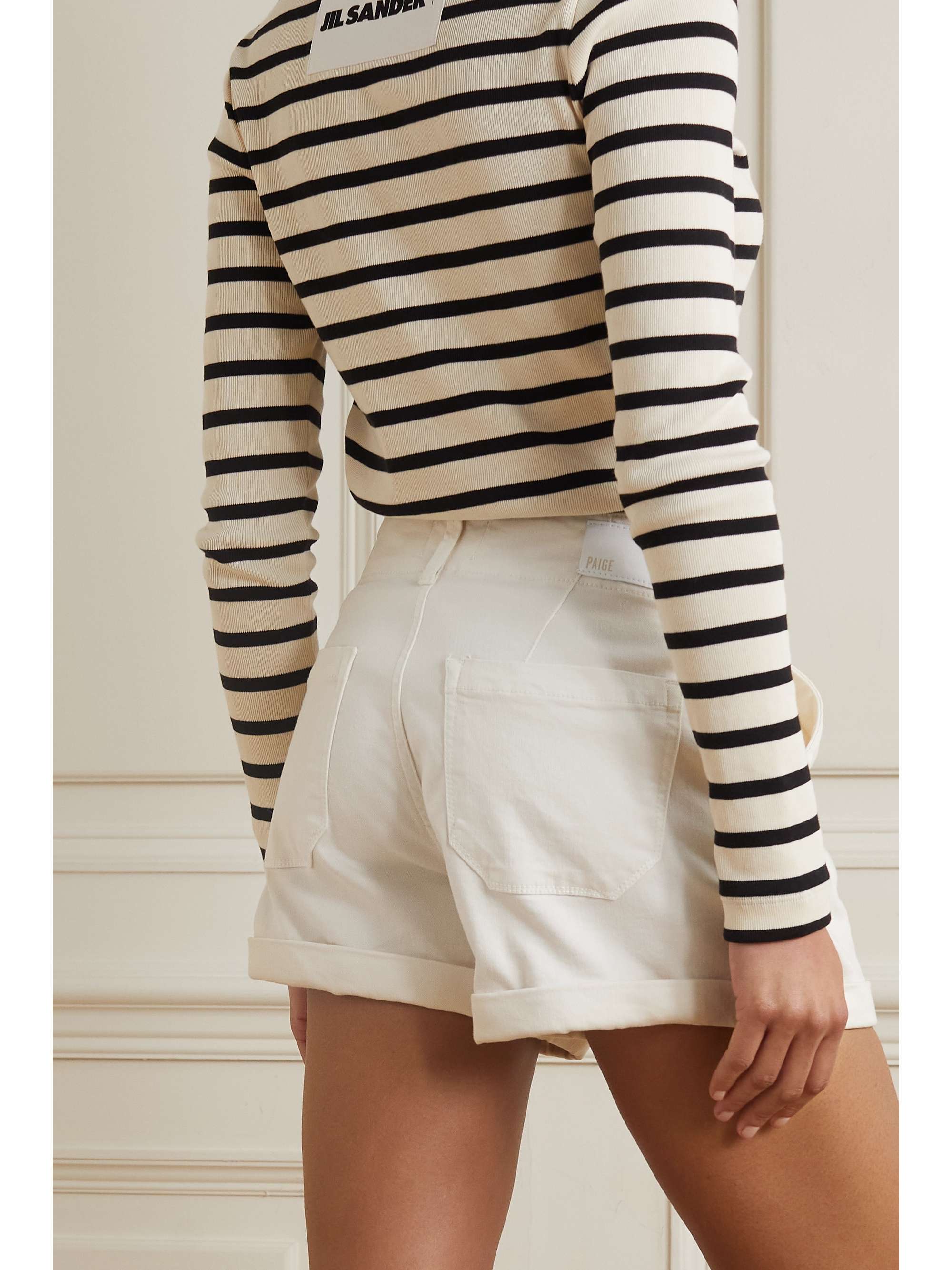 Brooklyn pleated stretch-denim shorts view