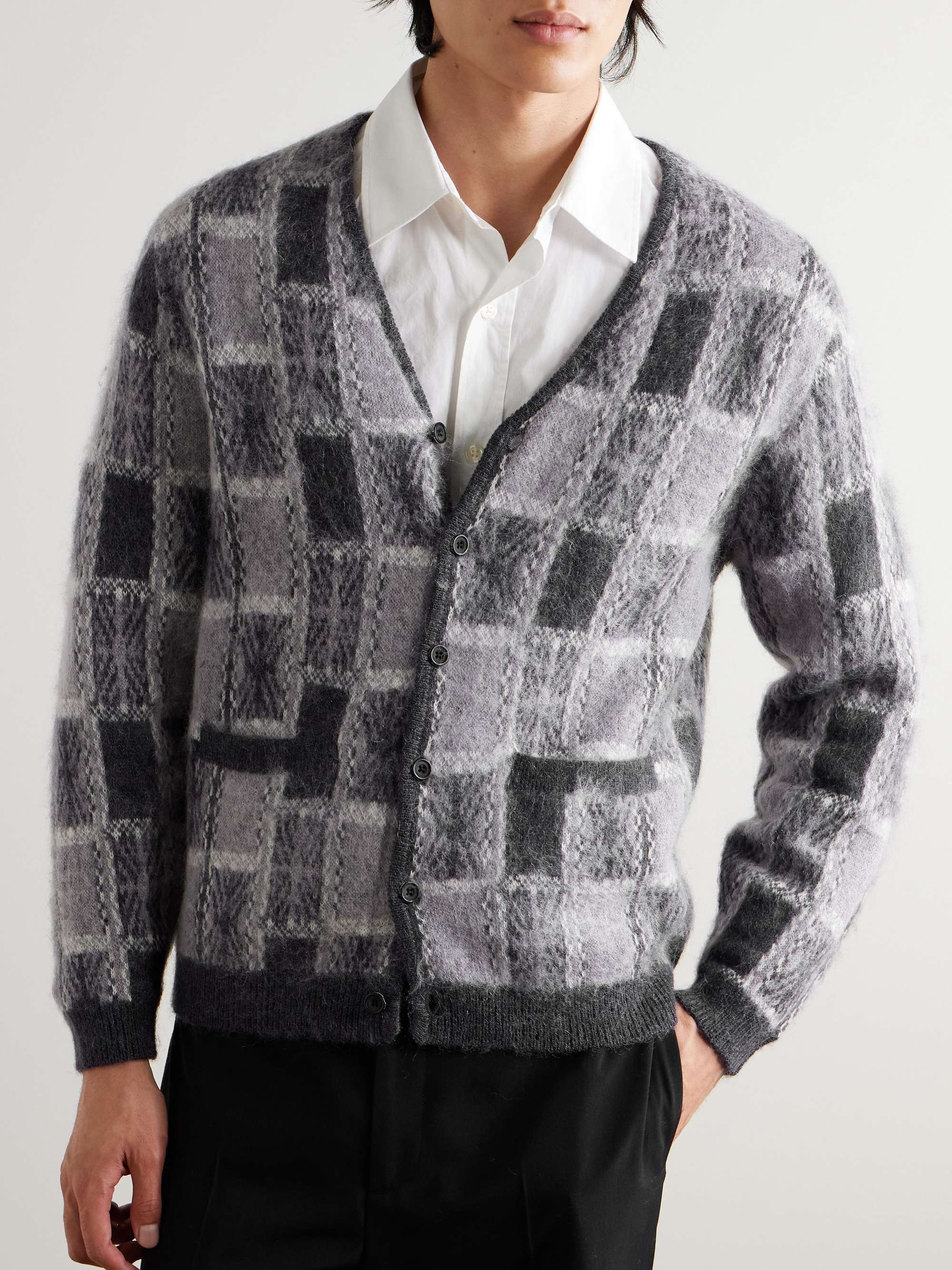 Brushed Checked Jacquard Cardigan view