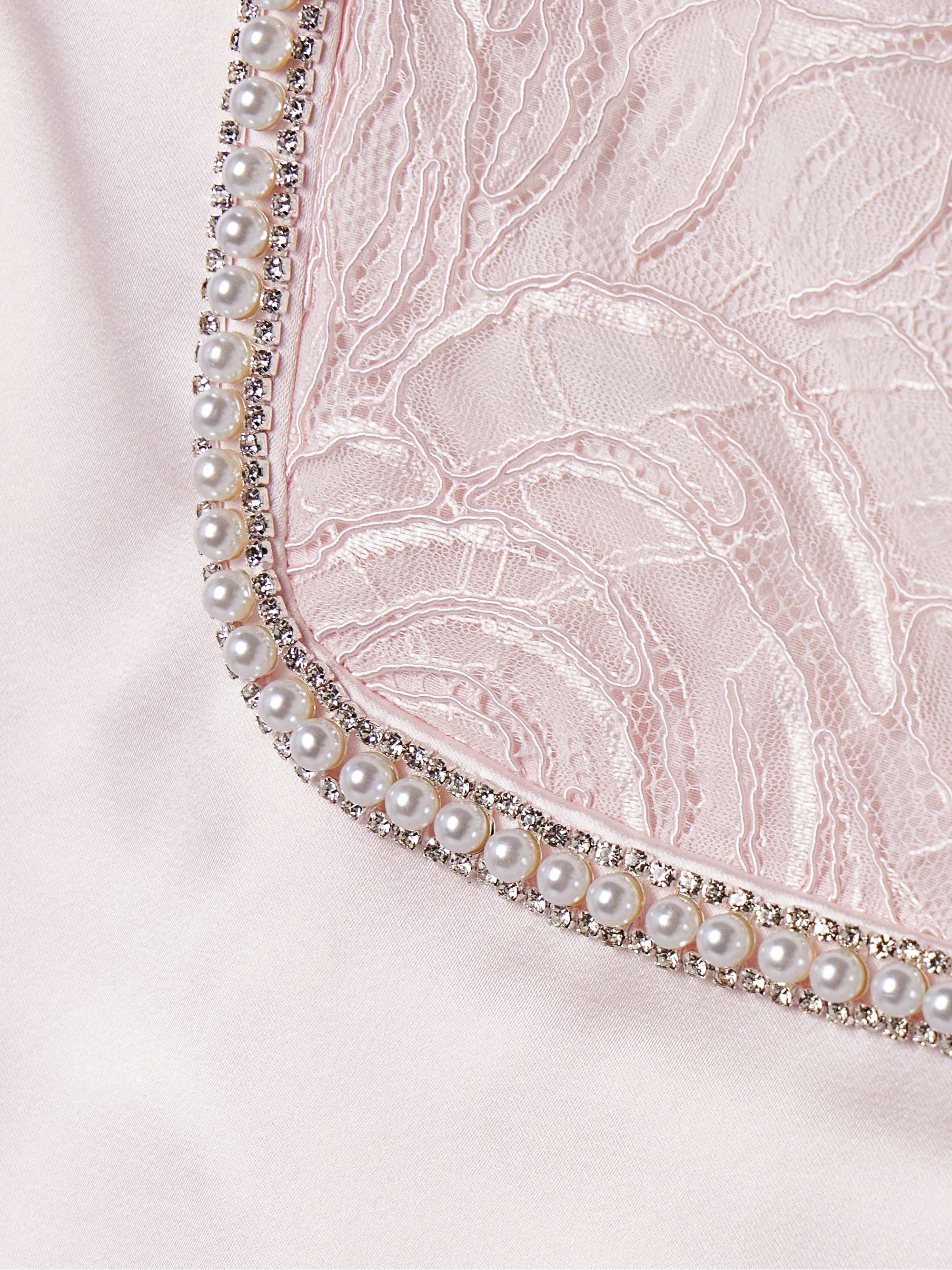 Embellished lace-trimmed duchesse-satin mini dress view