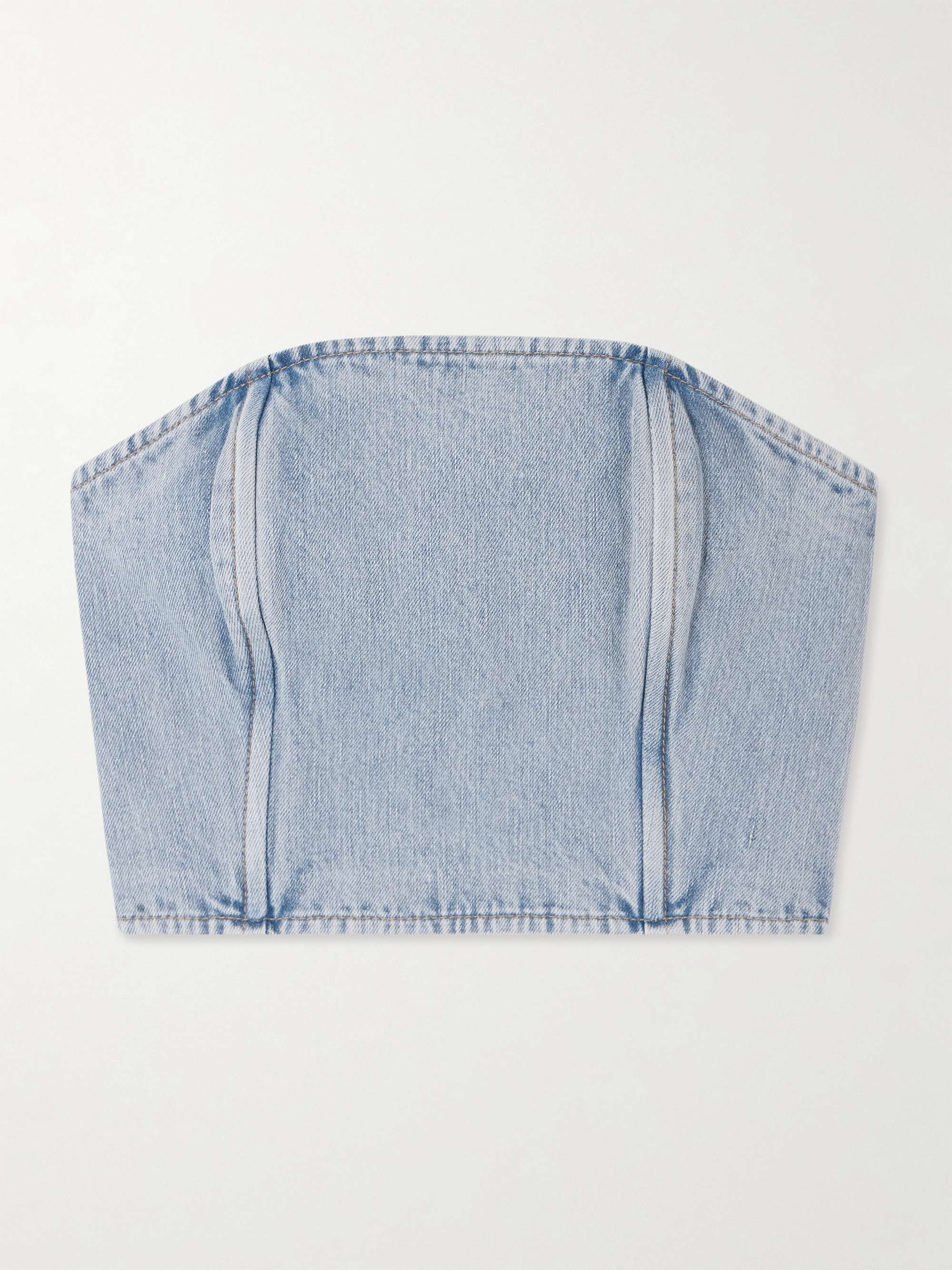 Strapless denim top hero visual
