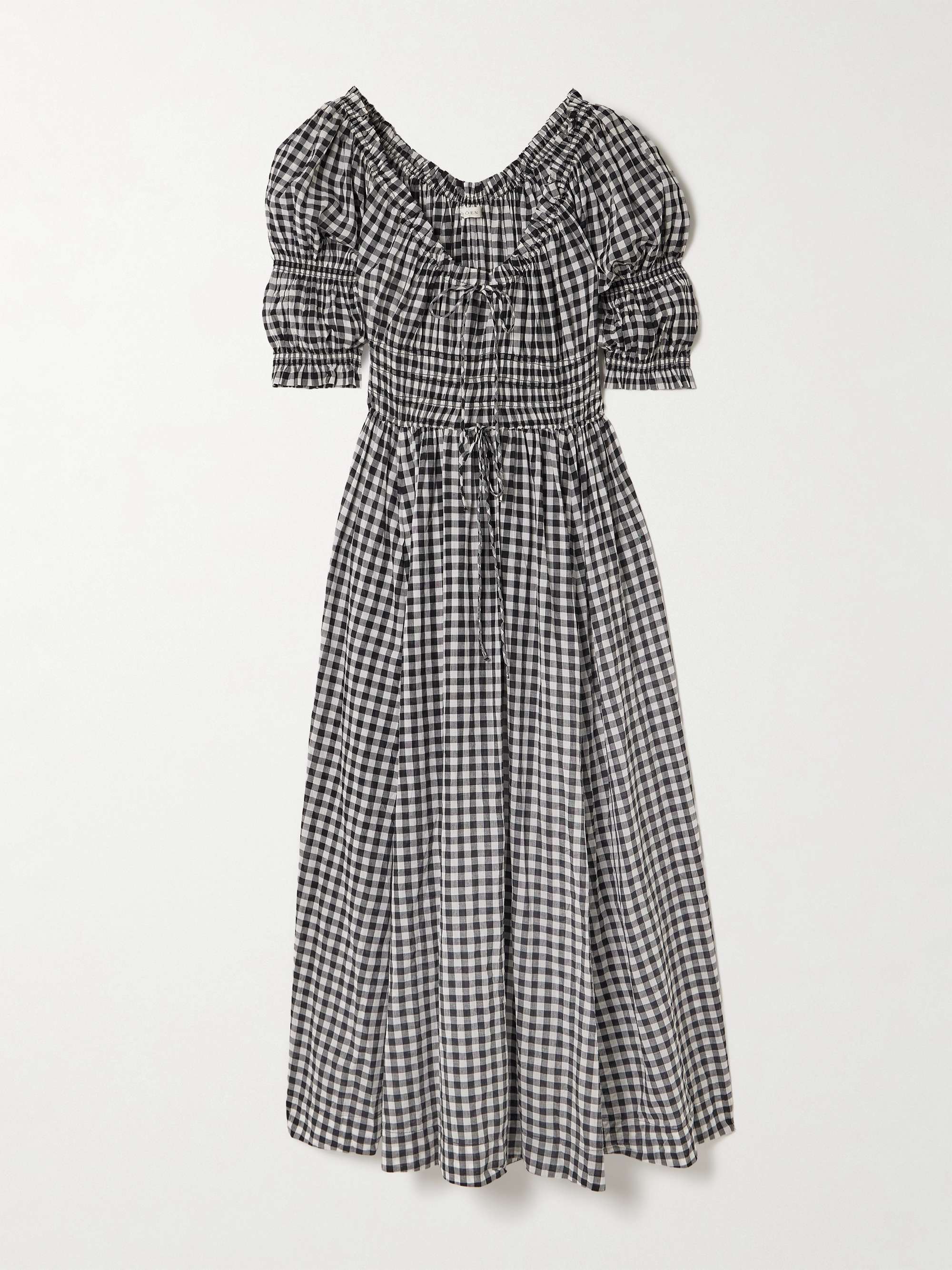 Ischia shirred gingham cotton-voile midi dress hero visual