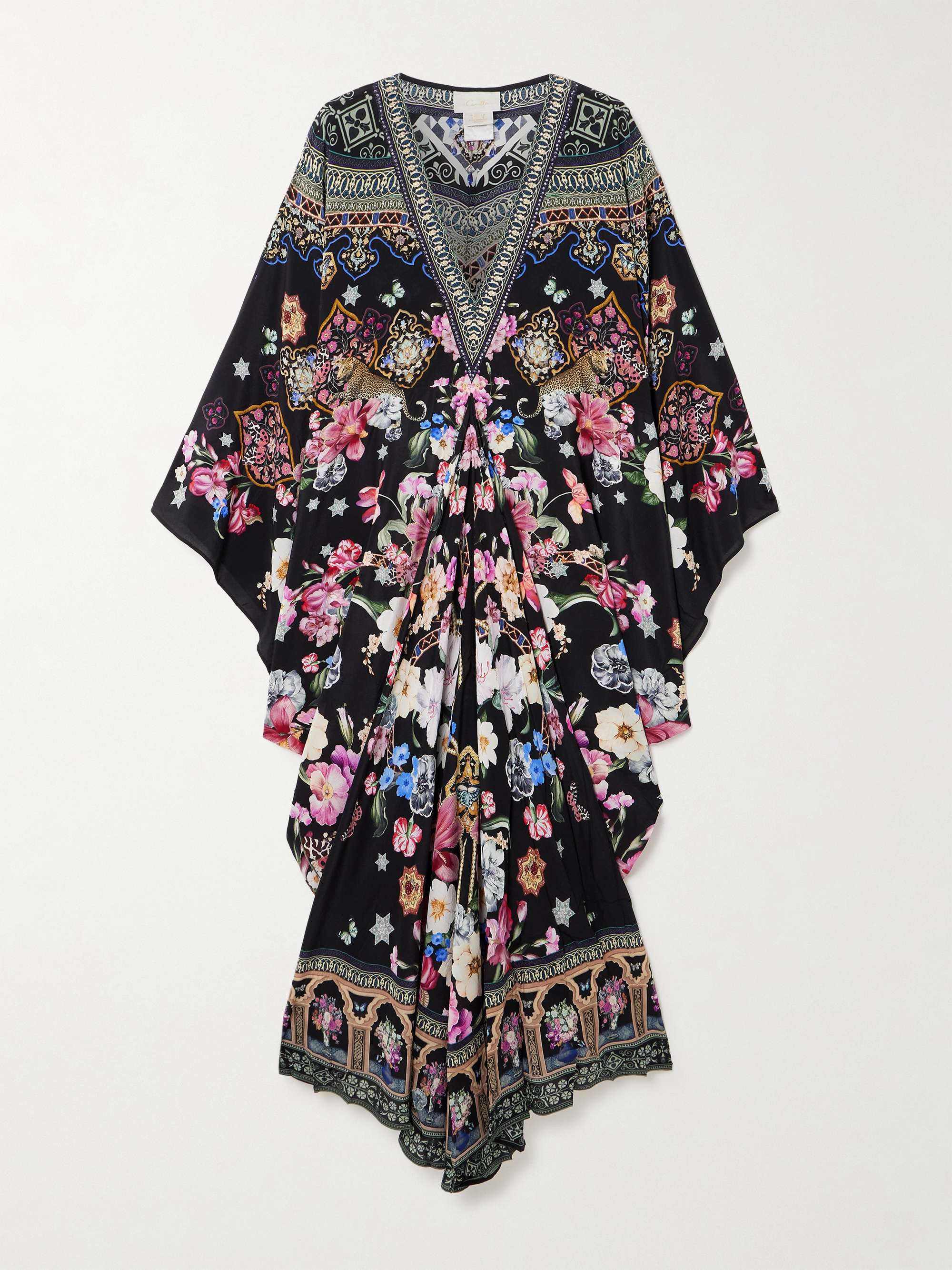 Midnight in Monserrate crystal-embellished printed silk-crepe kaftan hero visual