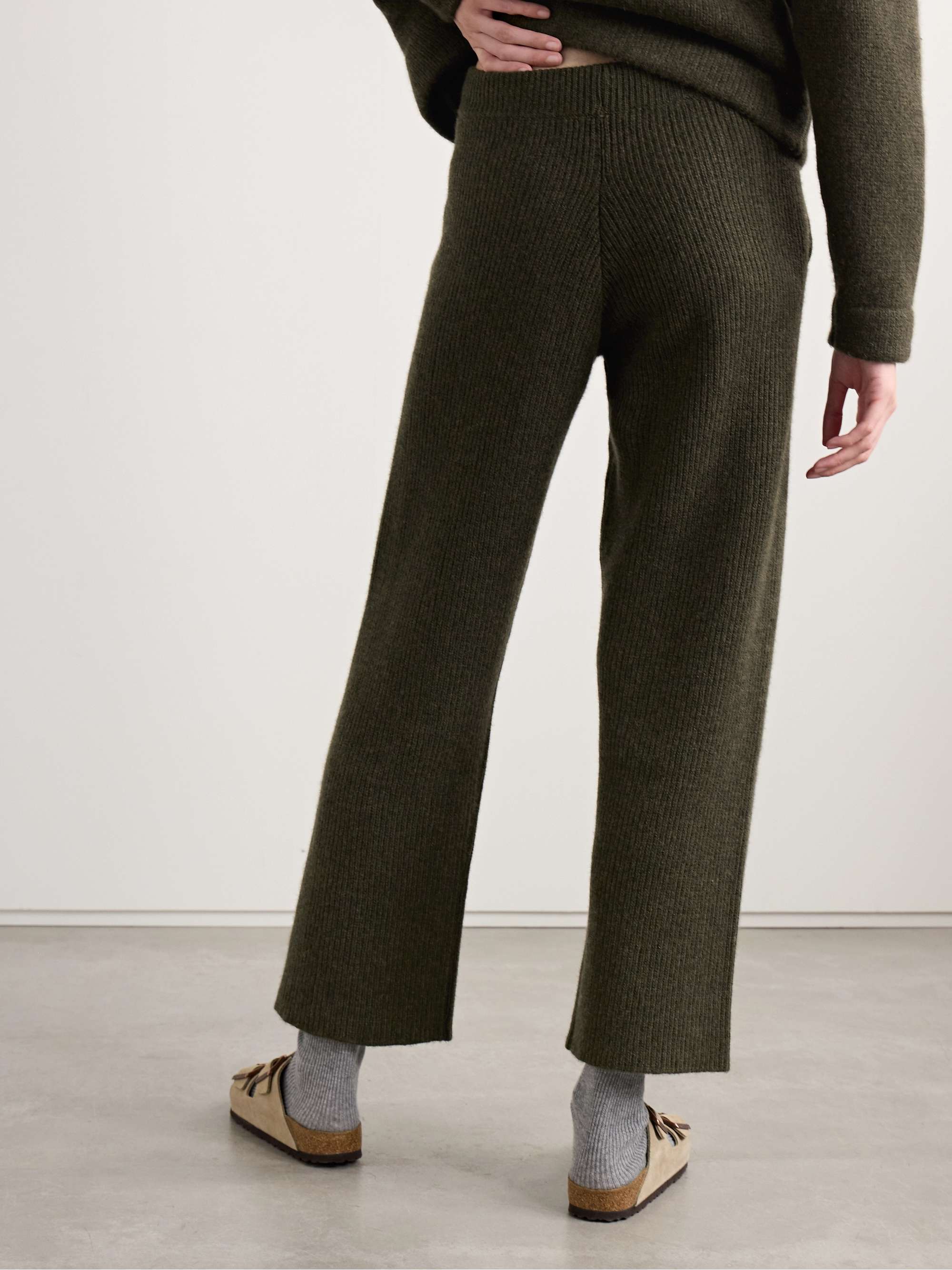 Ribbed cashmere track pants view