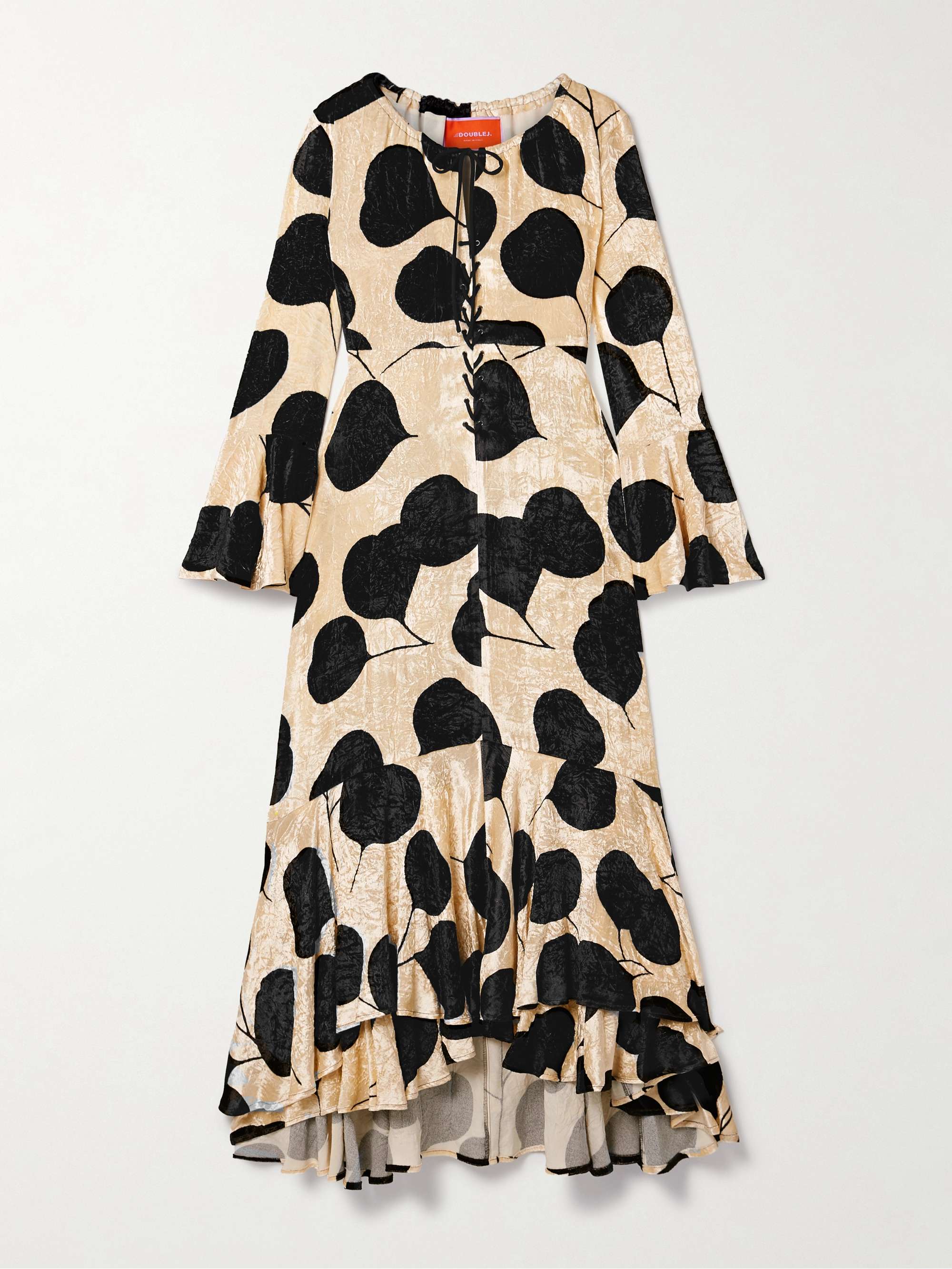 Cocteau lace-up printed crushed-velvet maxi dress hero visual