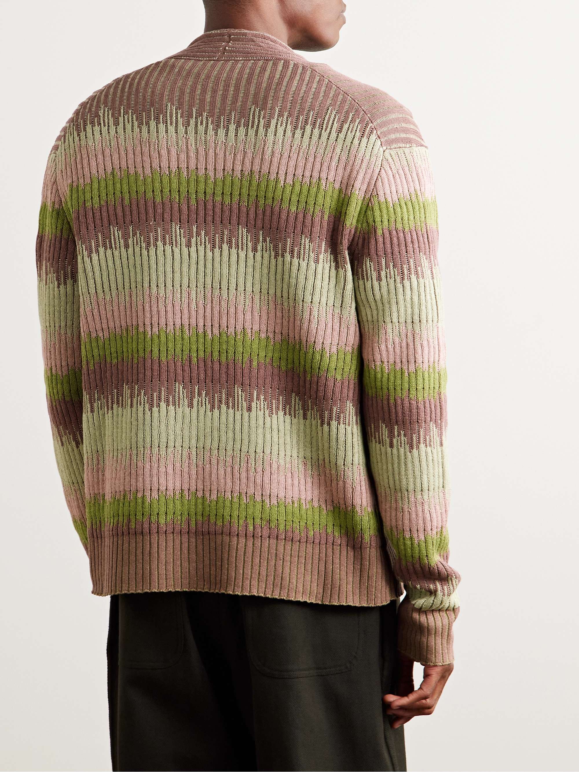 Striped Silk and Linen-Blend Cardigan view