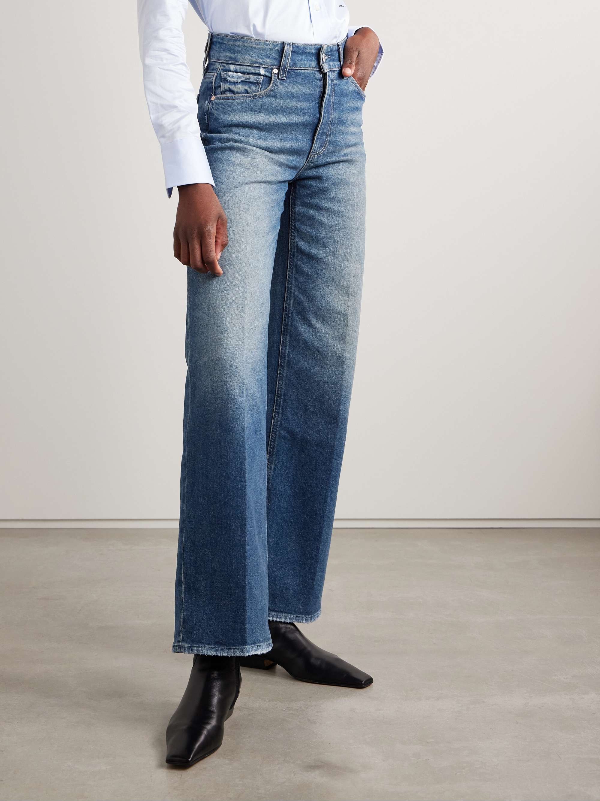 Sasha frayed high-rise wide-leg jeans view