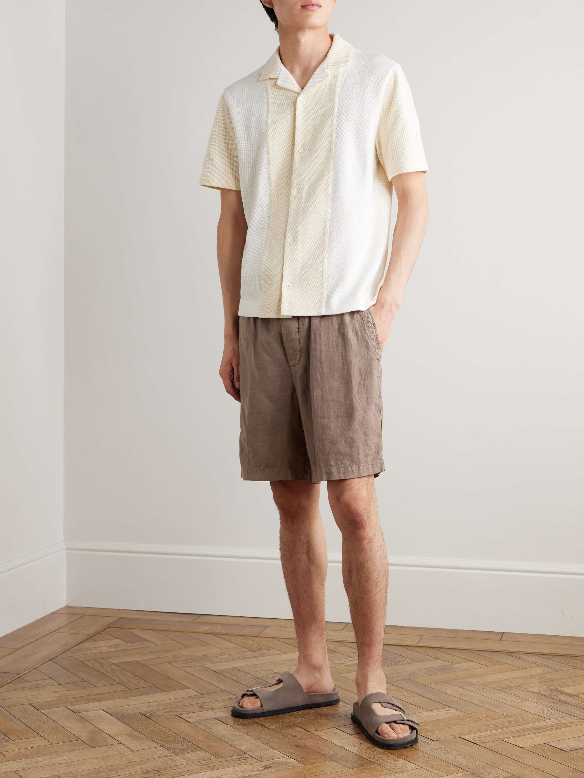Camp-Collar Two-Tone Organic Cotton-Piqué Shirt view