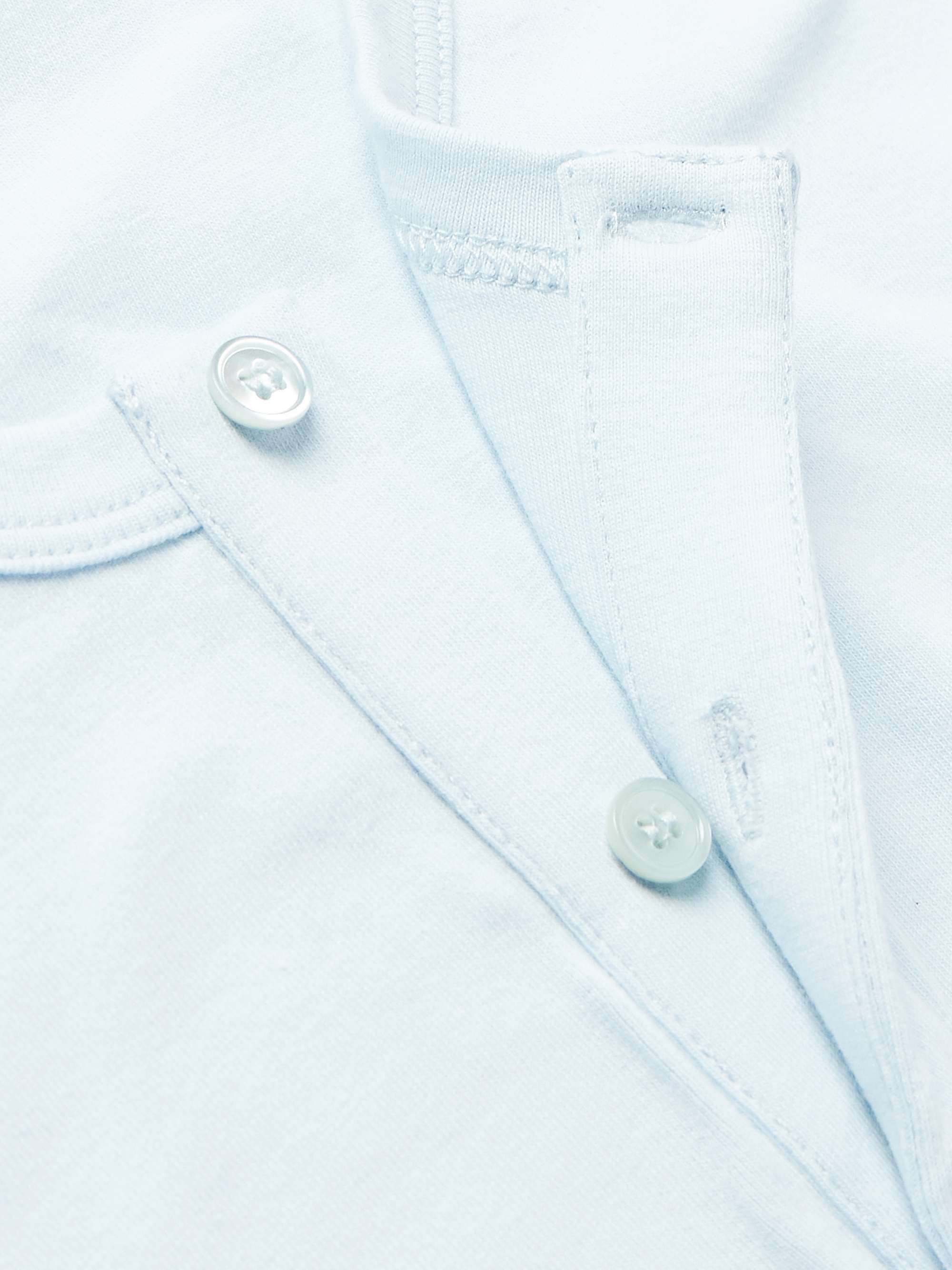 Slim-Fit Stretch-Cotton Jersey Henley Pyjama T-Shirt view