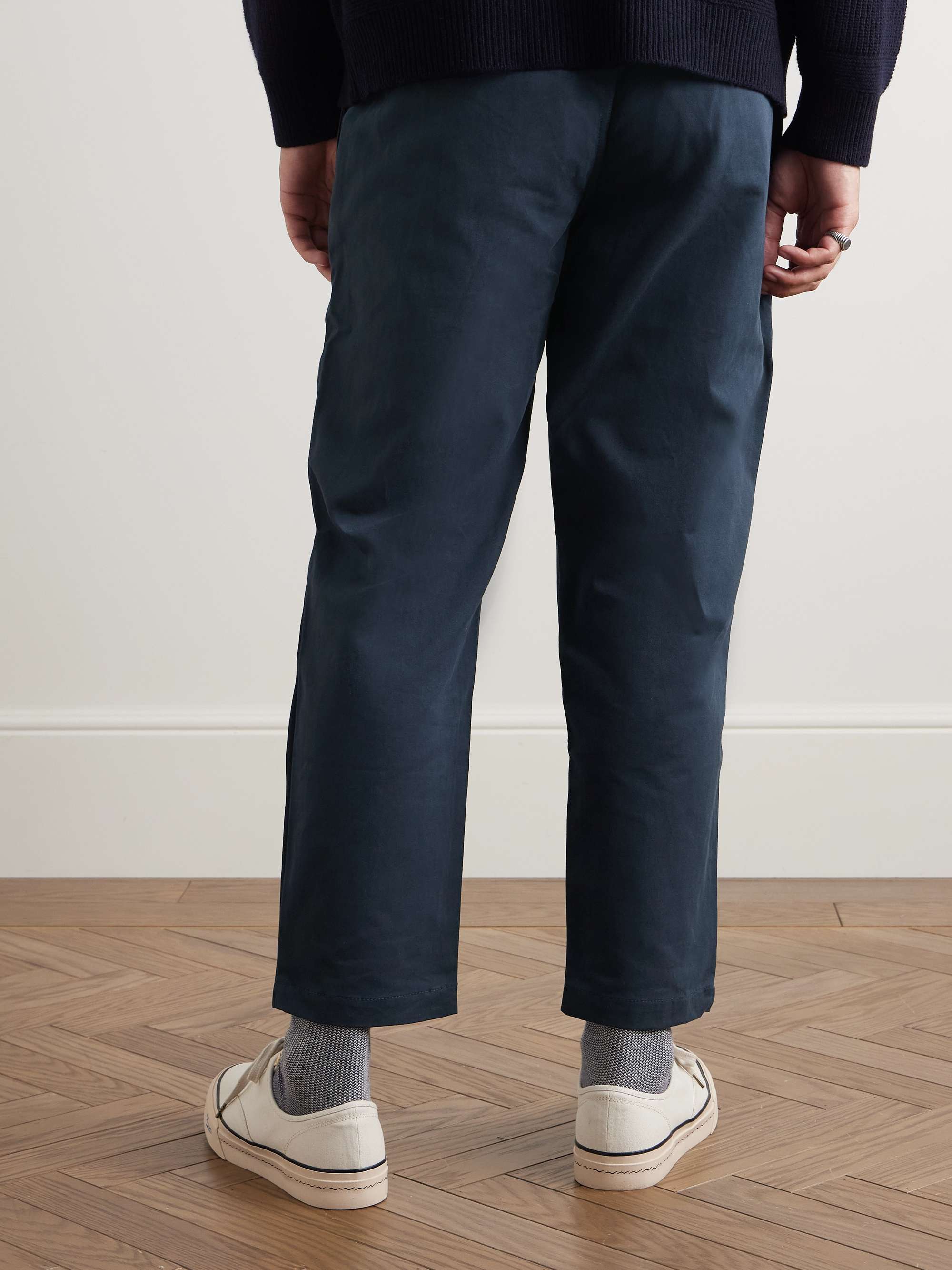 Haworth Tapered Cropped Pleated Cotton-Twill Trousers view
