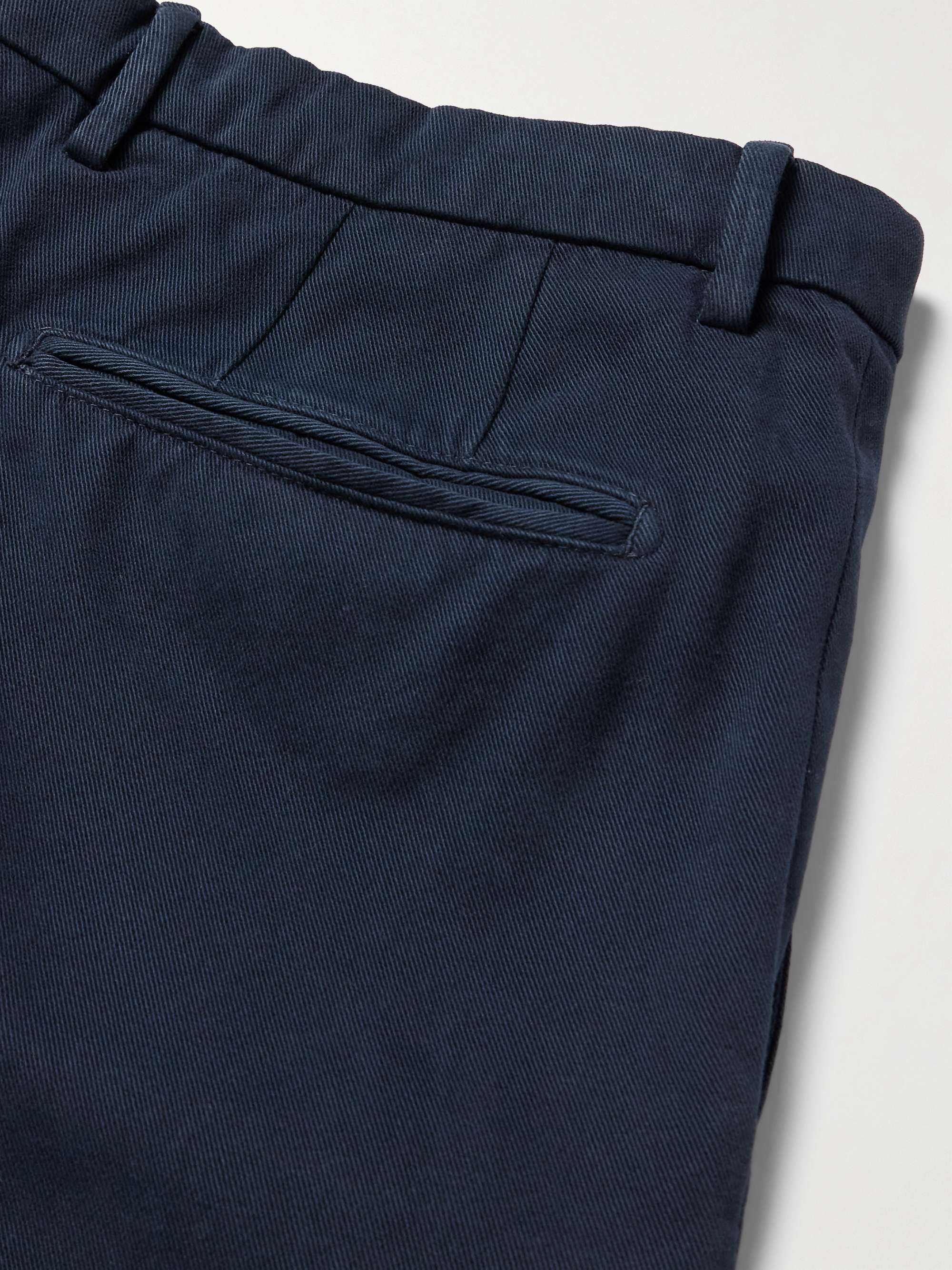 Straight-Leg Cotton-Blend Twill Trousers view