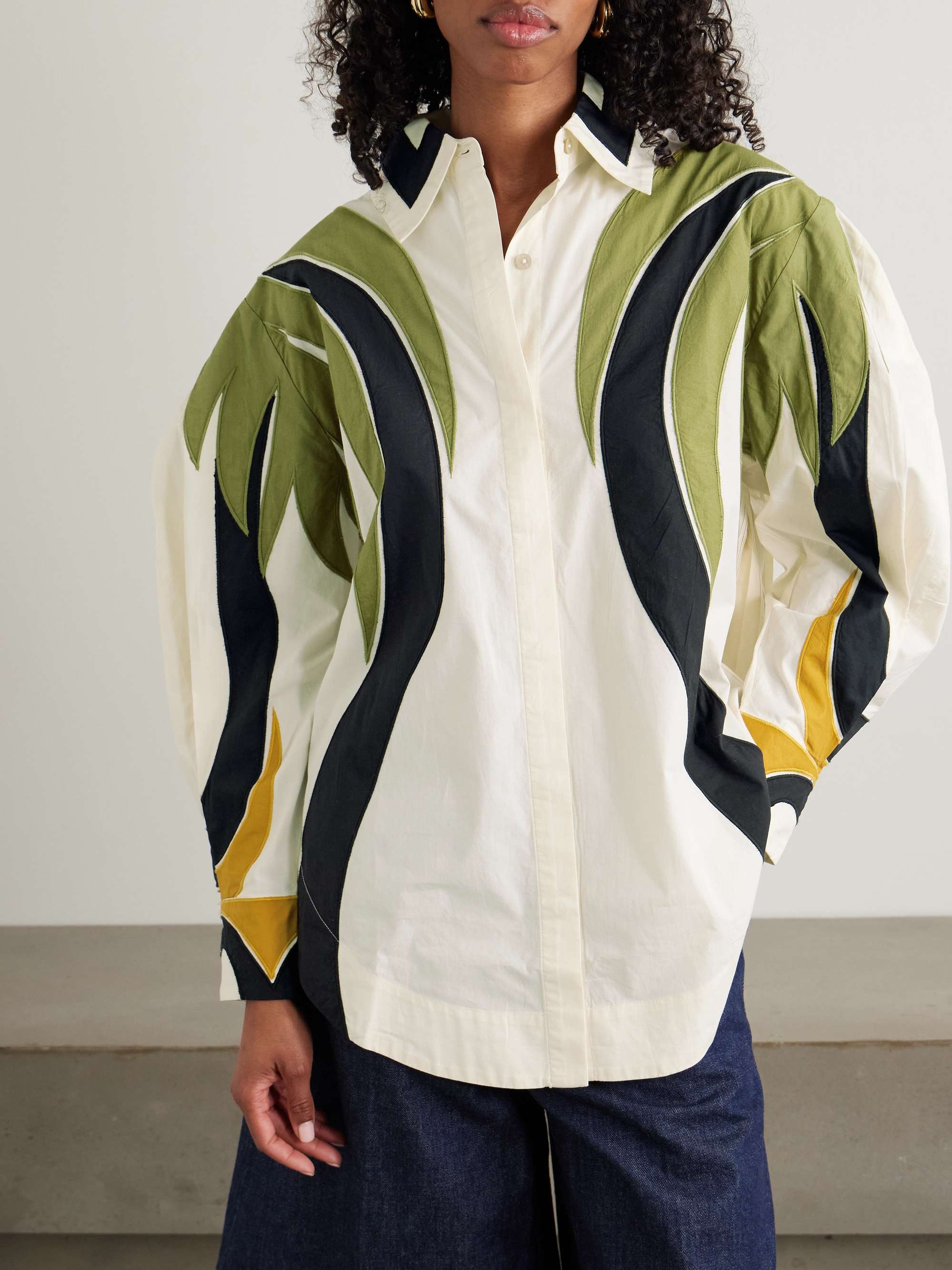 Coconut Tree Flow pintucked paneled cotton blouse view
