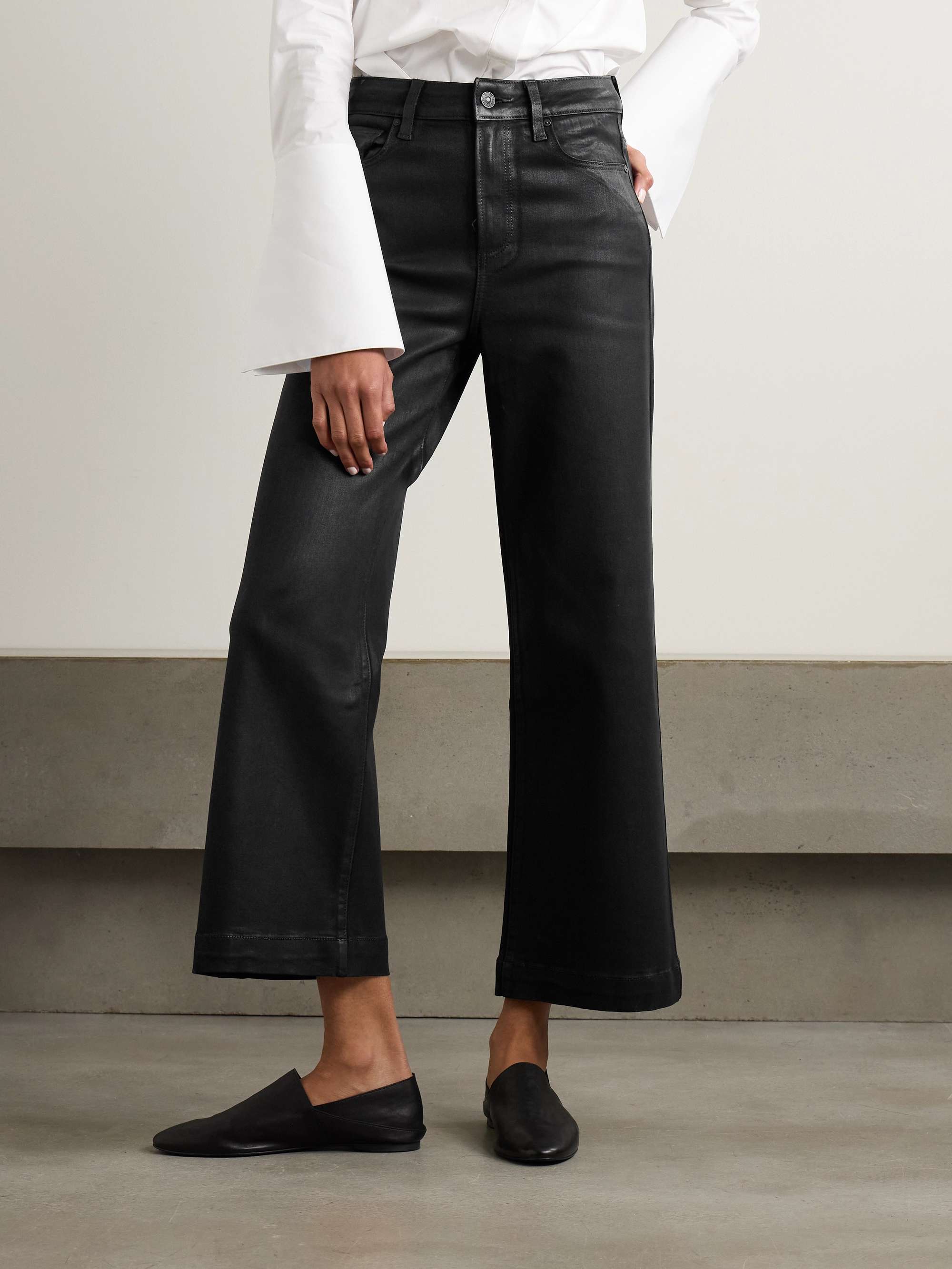 Anessa cropped coated-twill wide-leg pants view