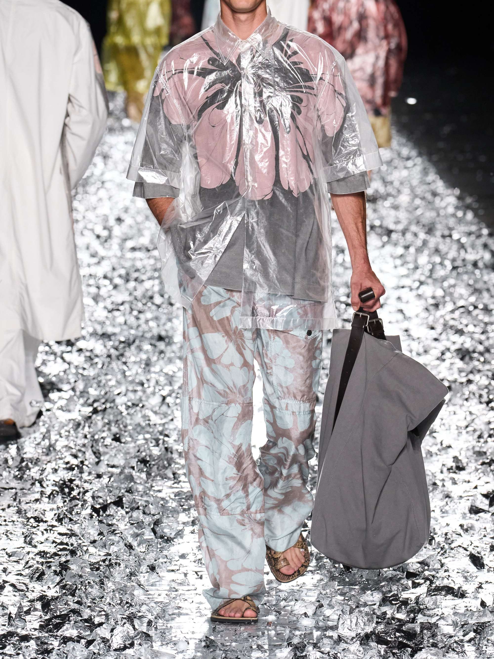 Grosgrain-trimmed floral-print silk-voile wide-leg pants view