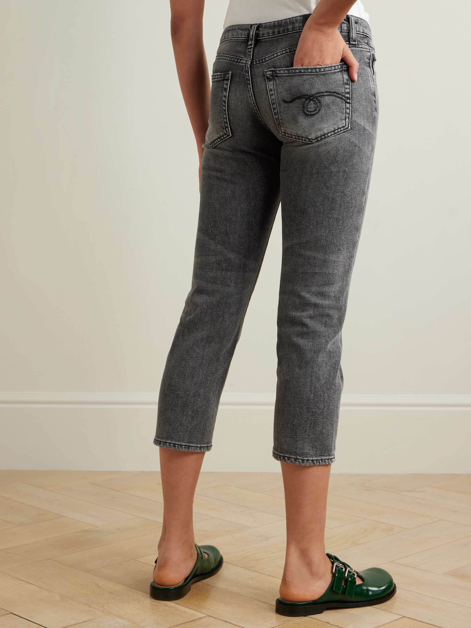 Boy cropped distressed low-rise slim-leg jeans view