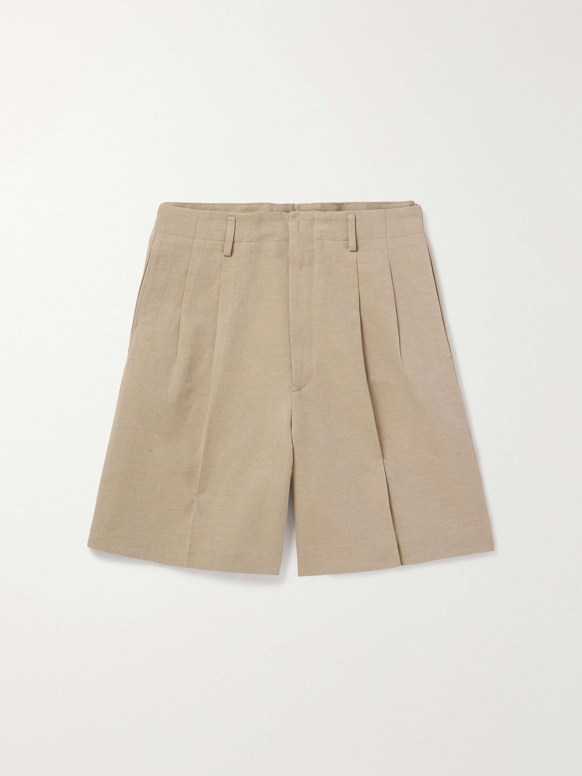 Joetsu Wide-Leg Pleated Cotton and Linen-Blend Twill Shorts hero visual