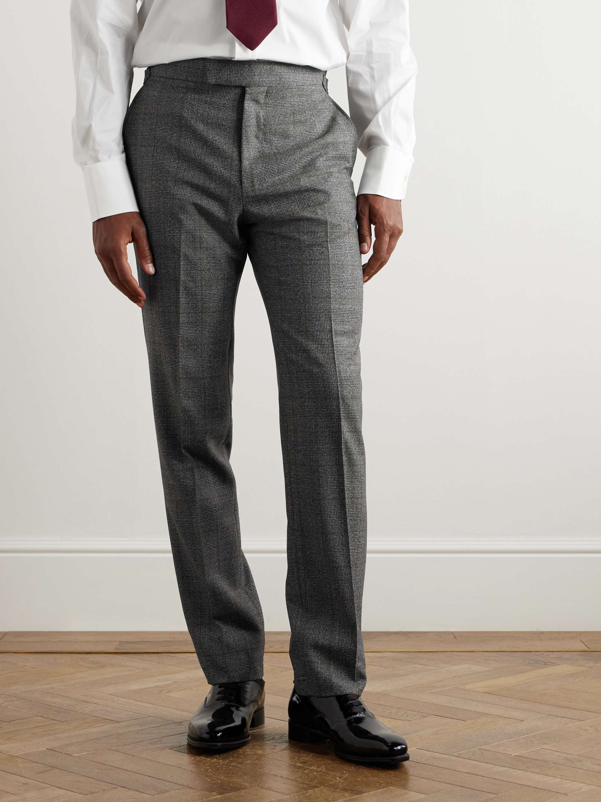 Checked Pleated Wool Trousers view