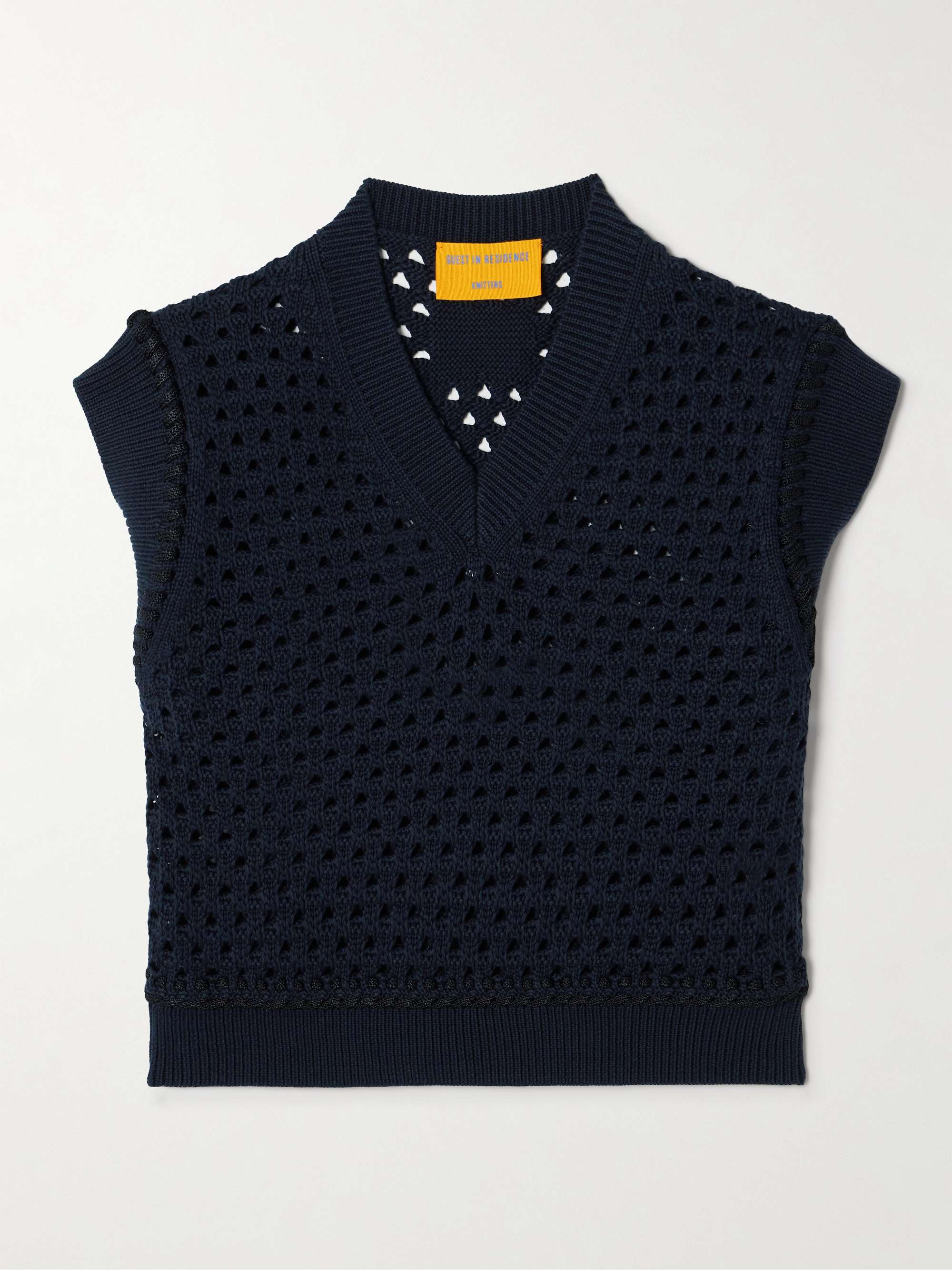 Cropped open-knit cotton vest hero visual