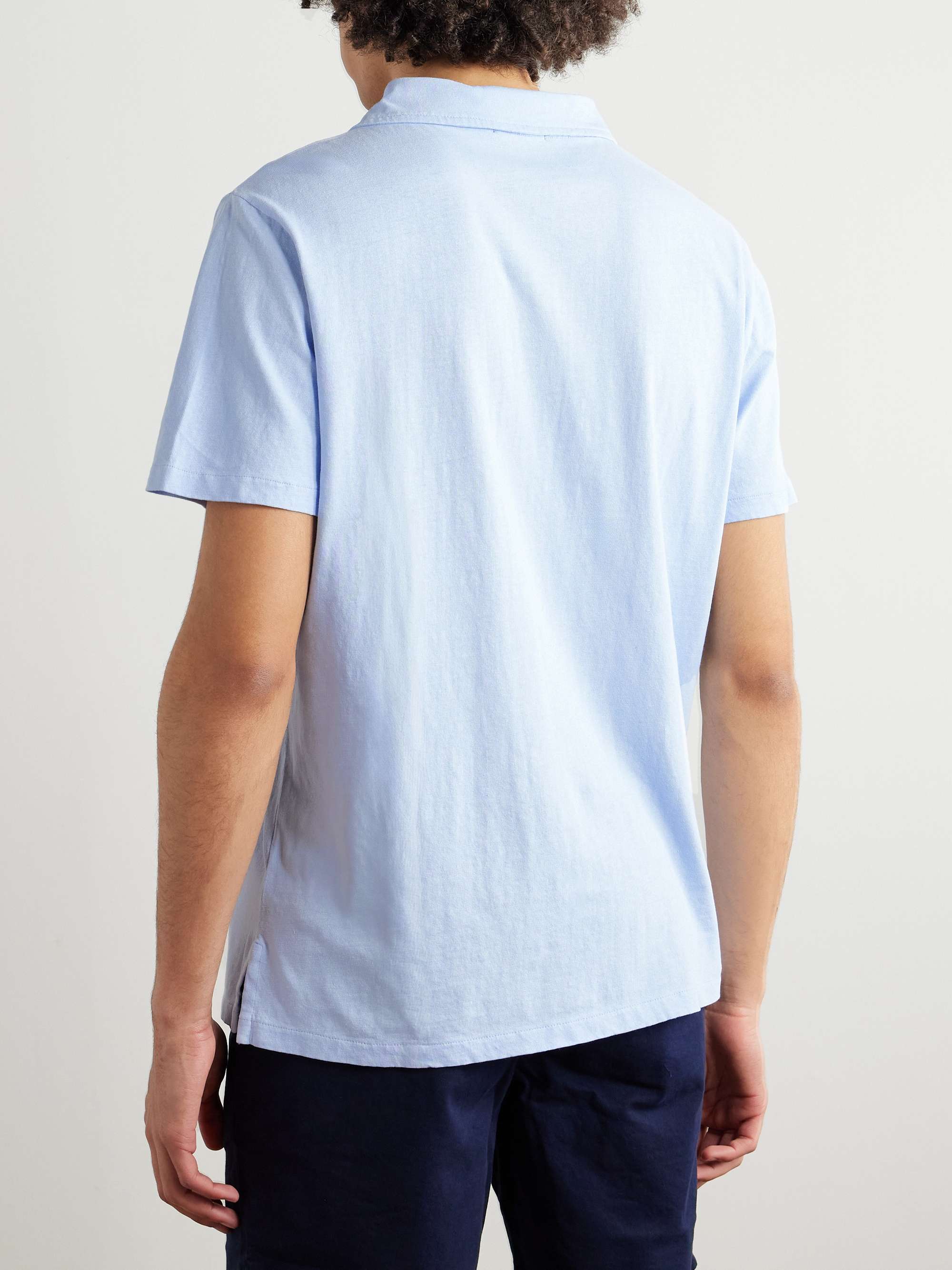 Logo-Embroidered Cotton and Linen-Blend Jersey Polo Shirt view