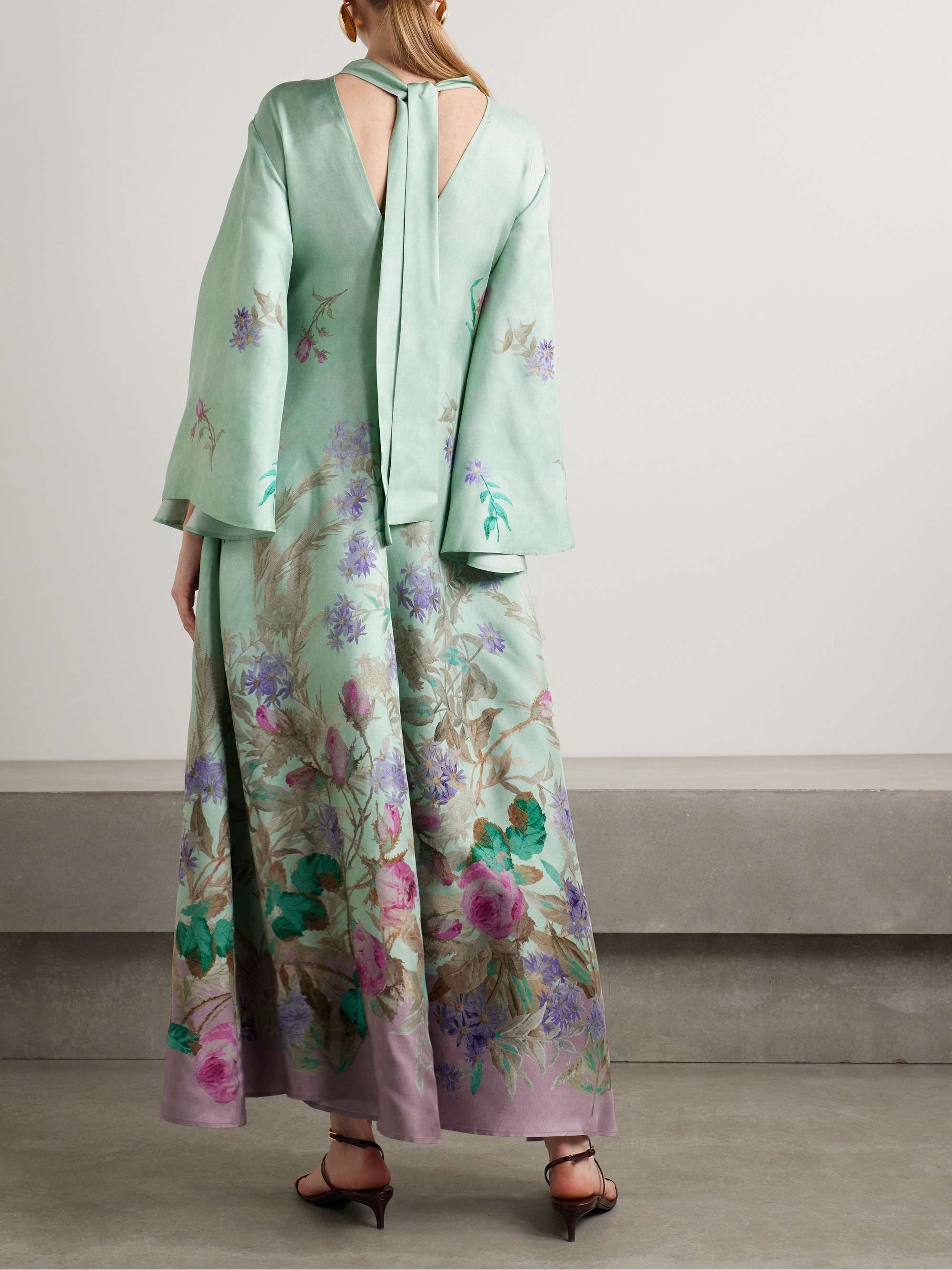 Magnifico floral-print silk-twill maxi dress view