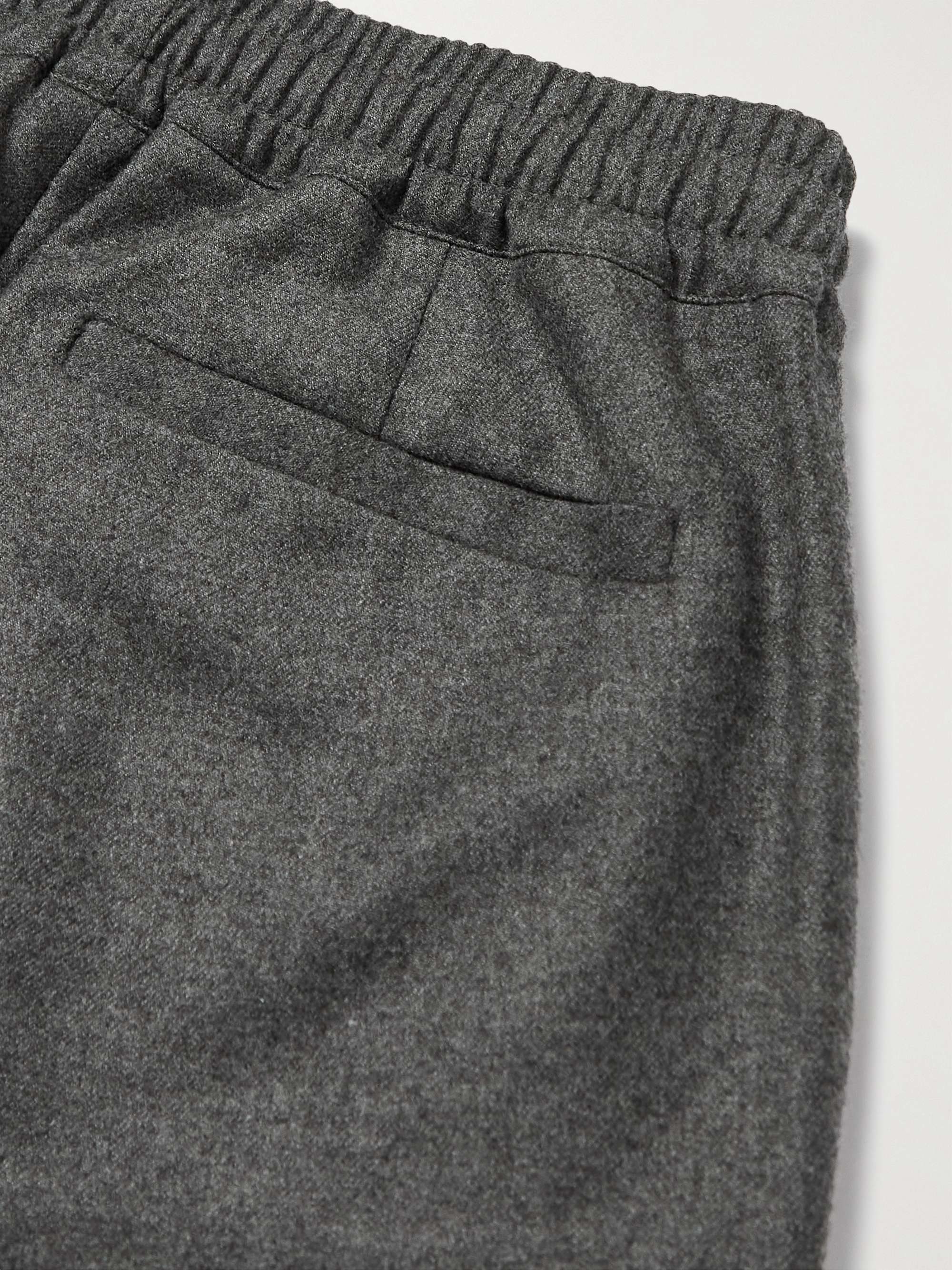 Tapered Pleated Virgin Wool and Cashmere-Blend Flannel Trousers view
