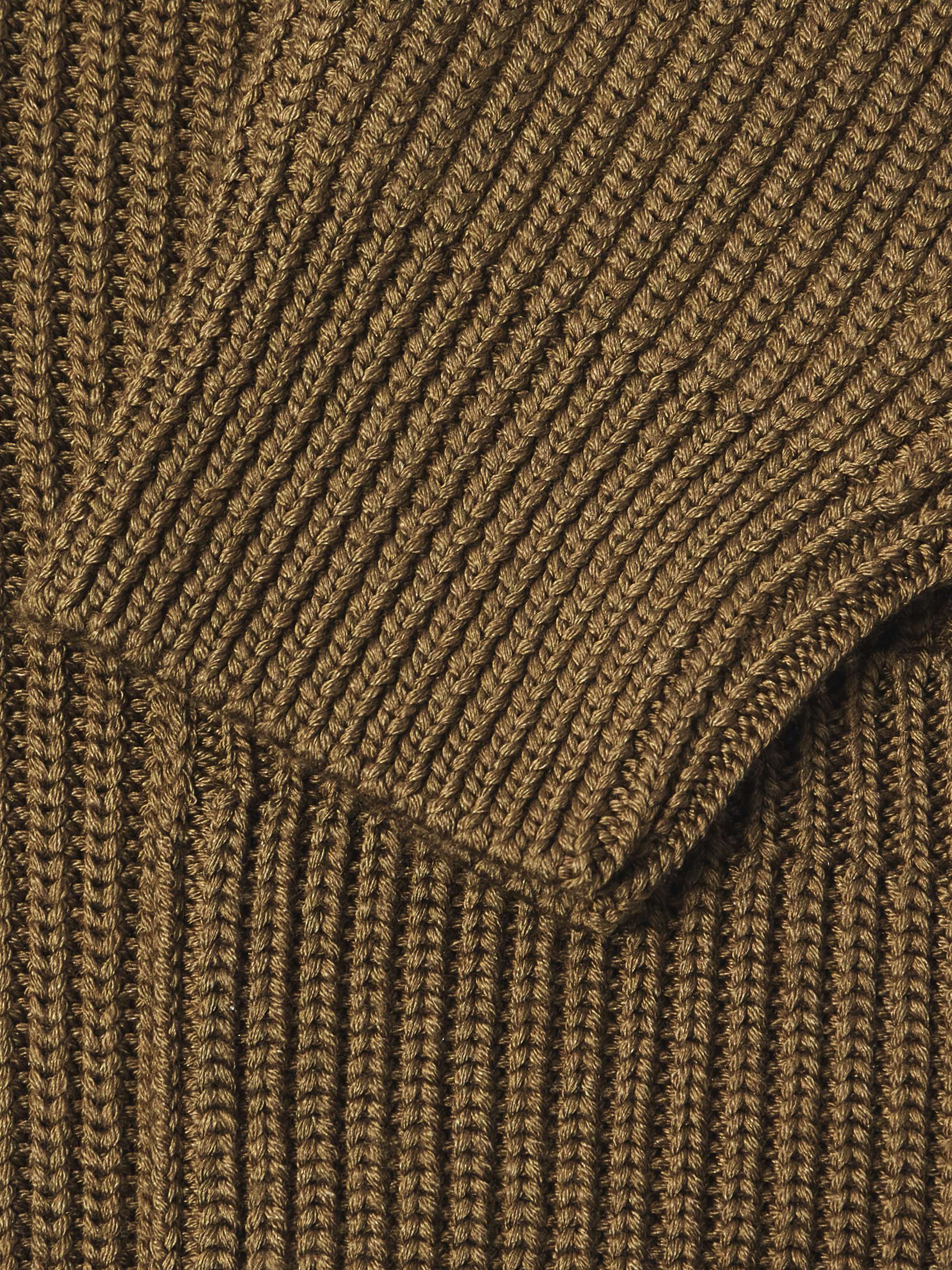 Shawl-Collar Ribbed Silk and Wool-Blend Cardigan view