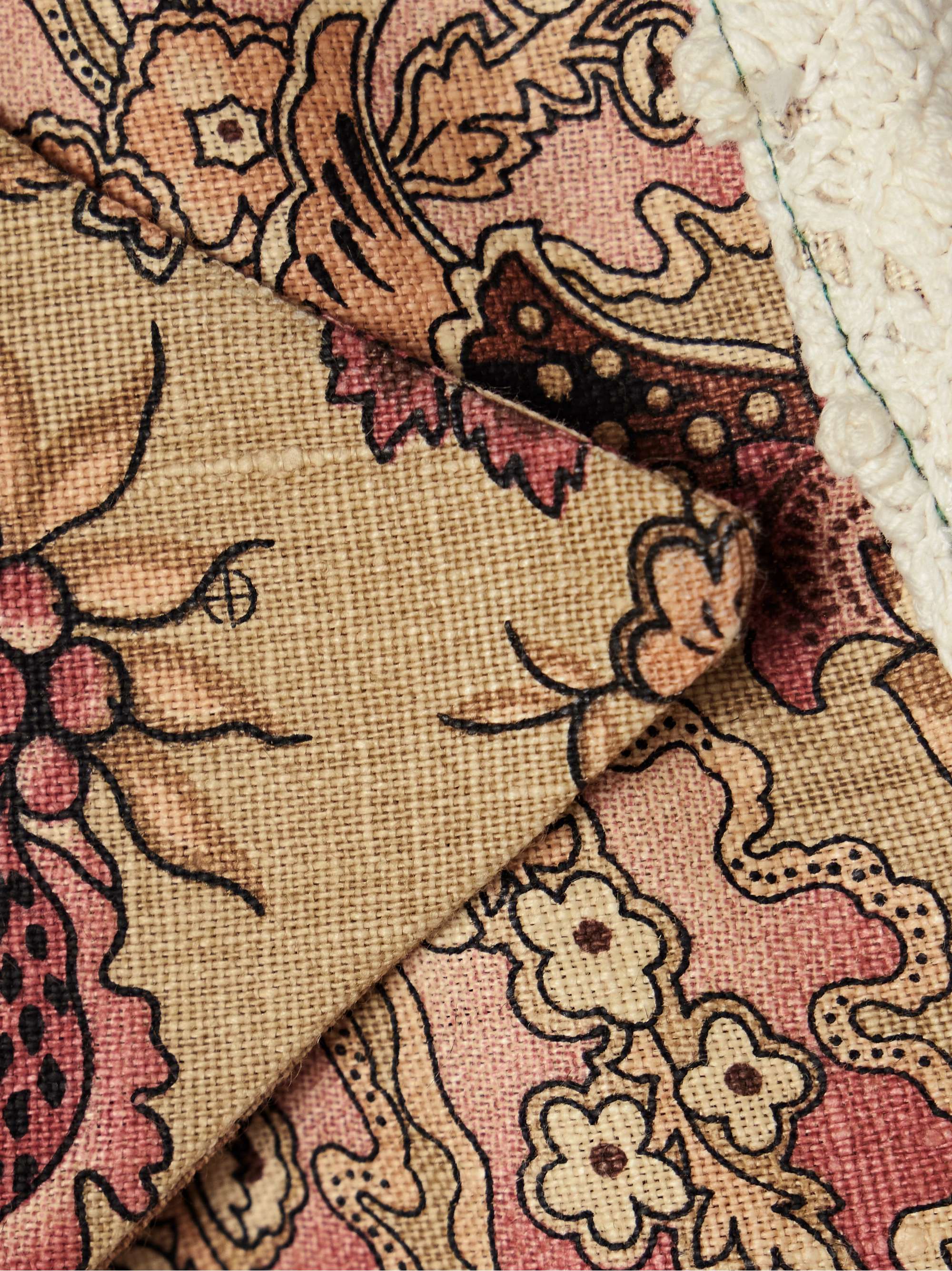 Mariah paneled crocheted cotton and floral-print linen shirt view
