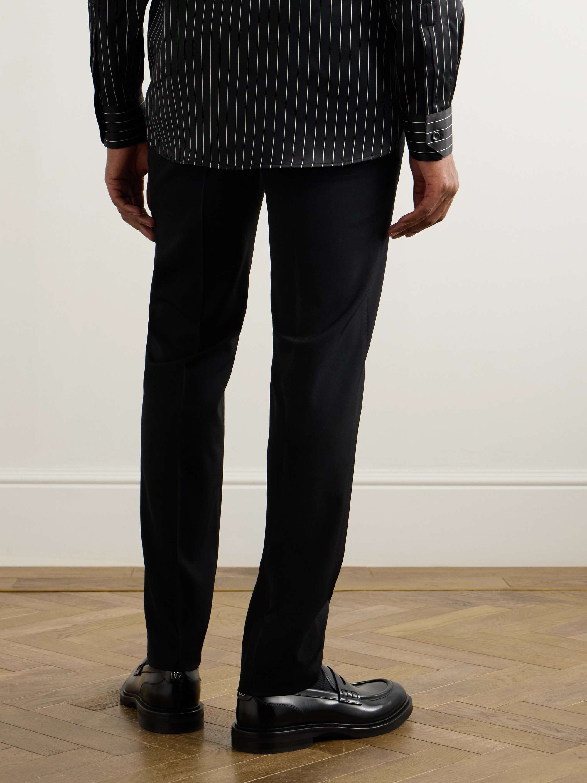 Straight-Leg Stretch-Wool Twill Trousers view