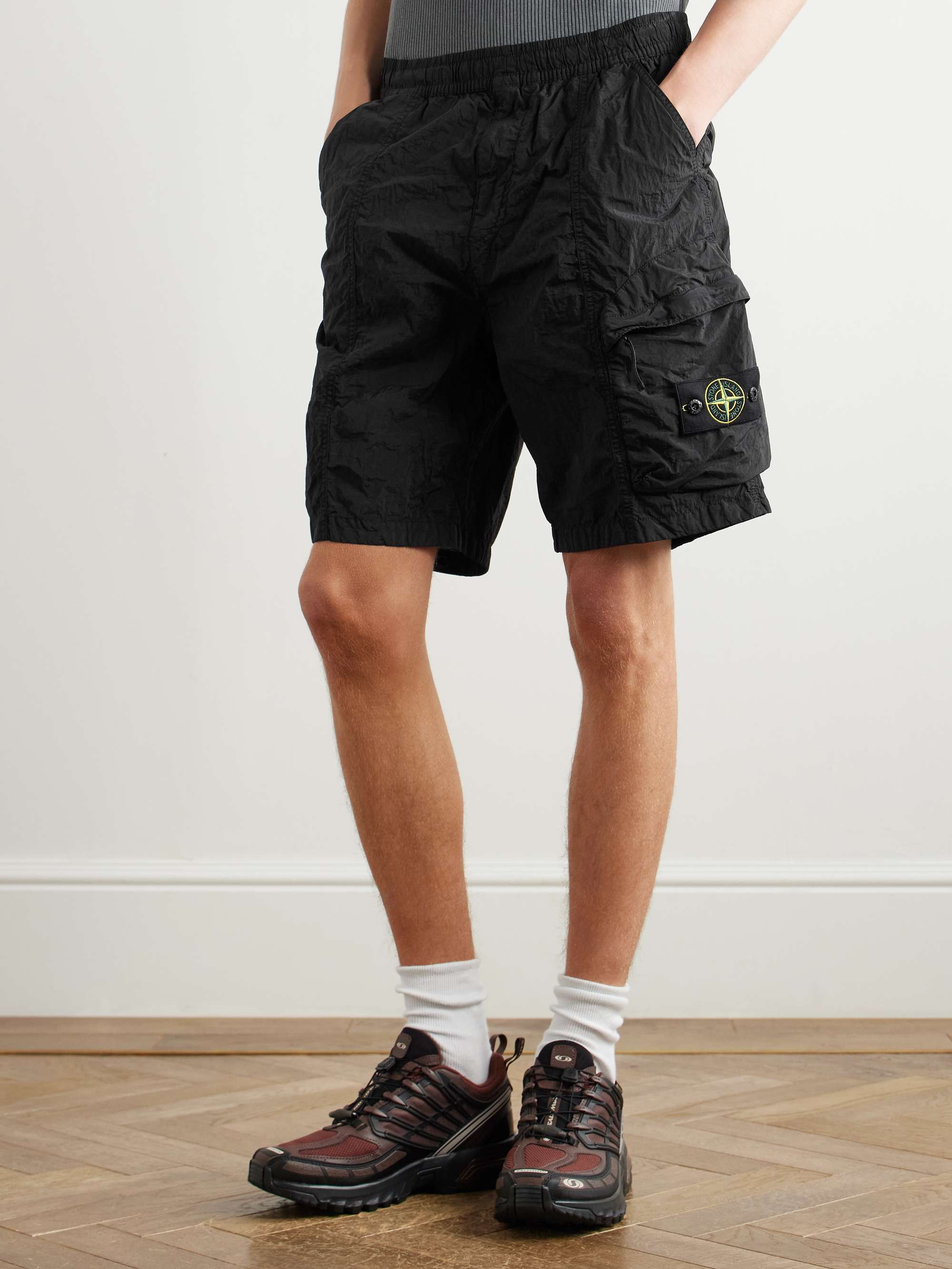 Straight-Leg Logo-Appliquéd Garment-Dyed ECONYL® Nylon Metal Shorts view