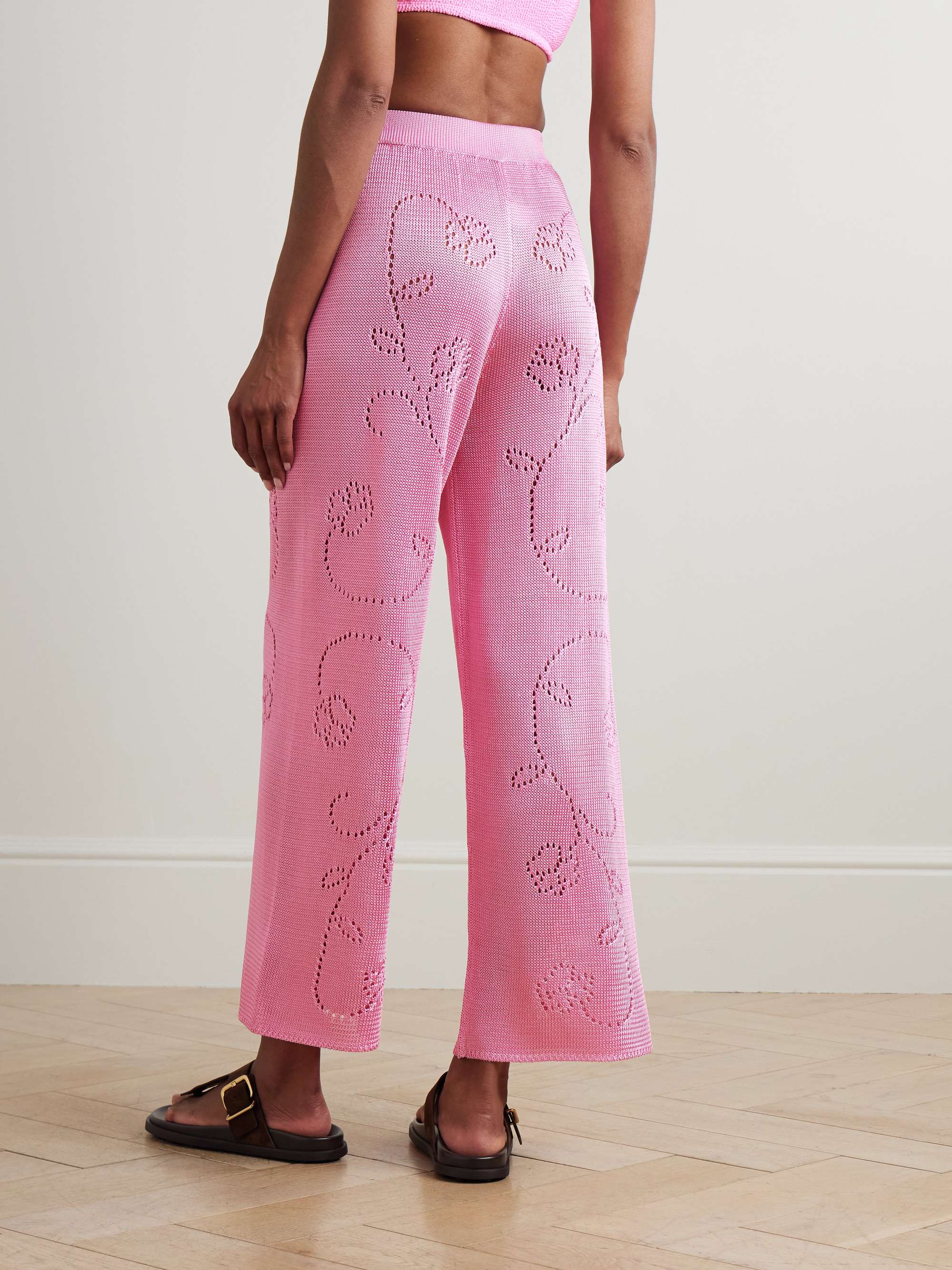 Ivy pointelle-knit wide-leg pants view