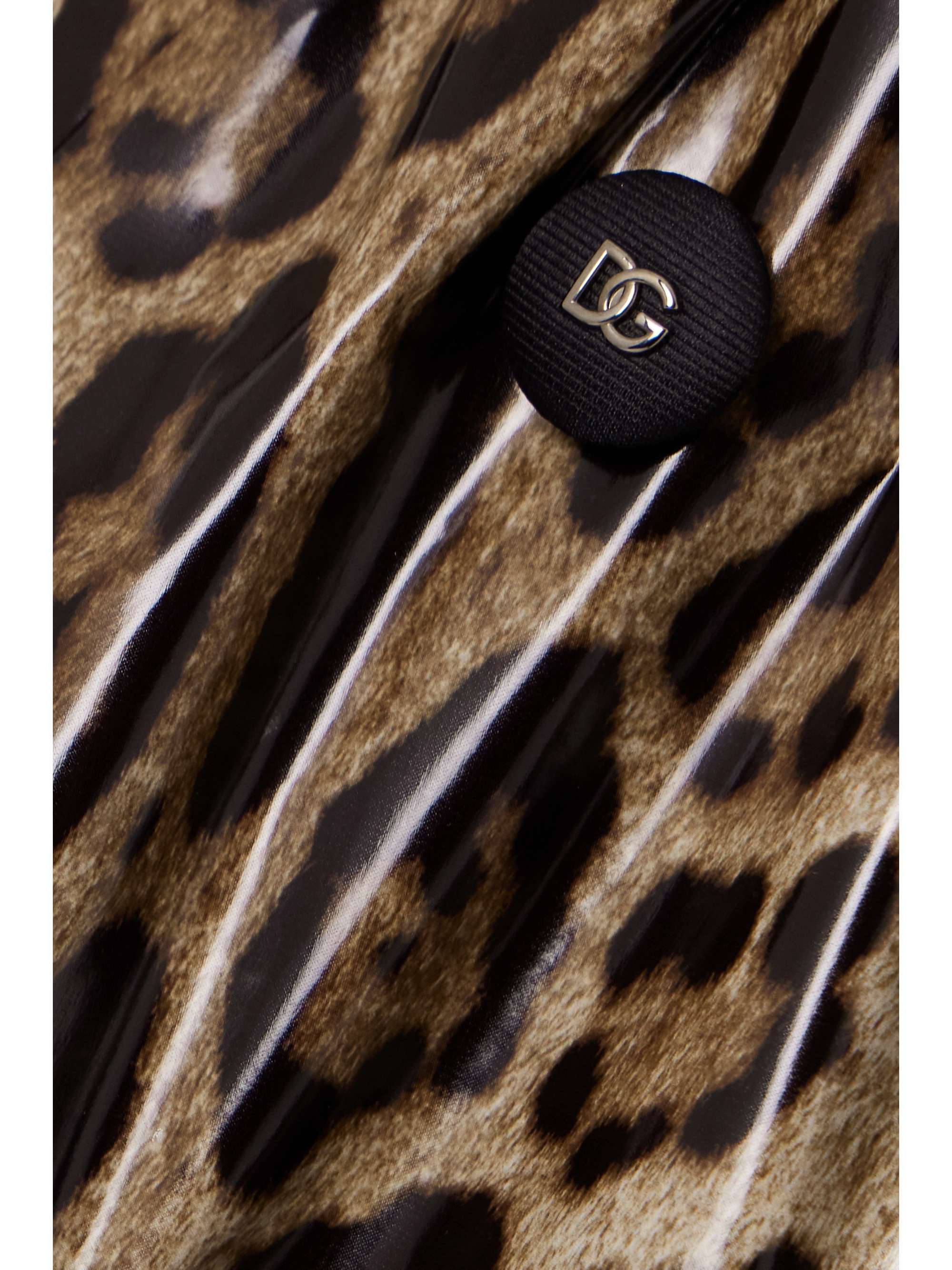 Double-breasted leopard-print coated-canvas trench coat view